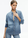 FINELY DENIM BUTTON DOWN-SADIE LT VINTAGE BLUE-ALICE + OLIVIA