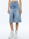 RYE MIDI DENIM SKIRT-LIGHTNING BLUE-ALICE + OLIVIA