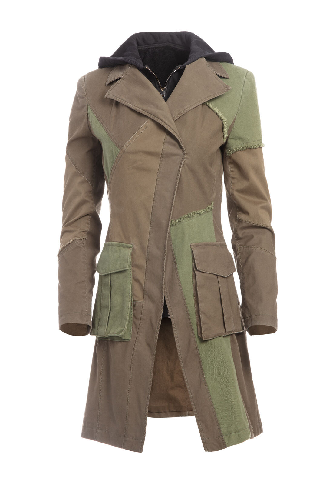JAY HOODED PTCHWK CRSS FT COAT-ARMY/MULTI-ALICE + OLIVIA
