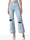 AMAZING HIGH RISE RAW HEM JEAN-ROCKSTAR BLUE-ALICE + OLIVIA