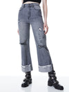 AMAZING HIGH RISE RAW HEM CUFFED JEANS-GREY-ALICE + OLIVIA