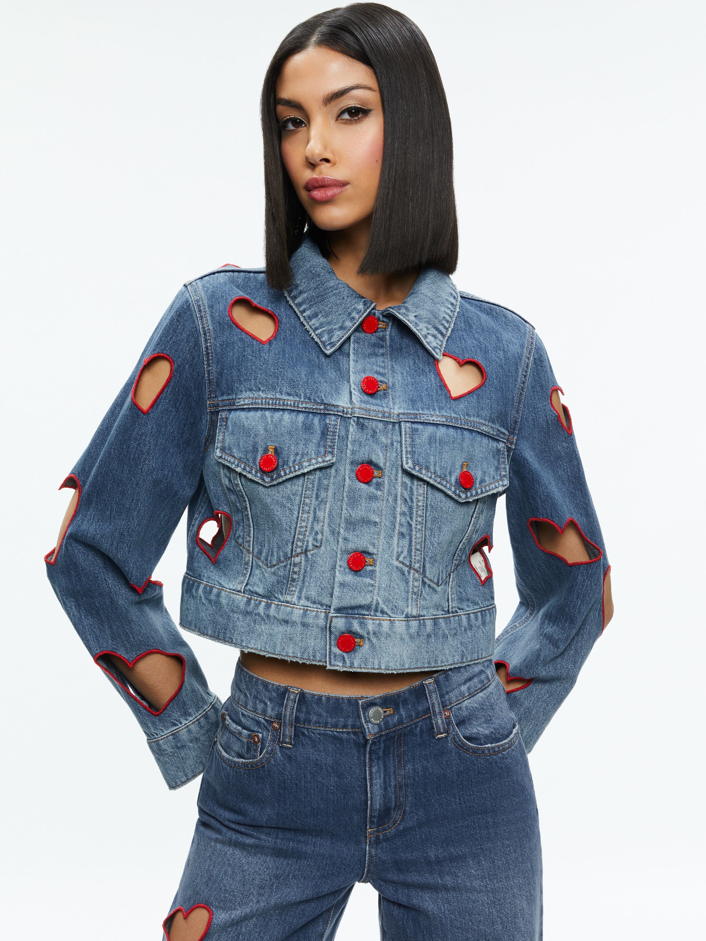 JEFF HEART EMBROIDERED CROPPED DENIM JACKET-TRUE BLUES DARK-ALICE + OLIVIA