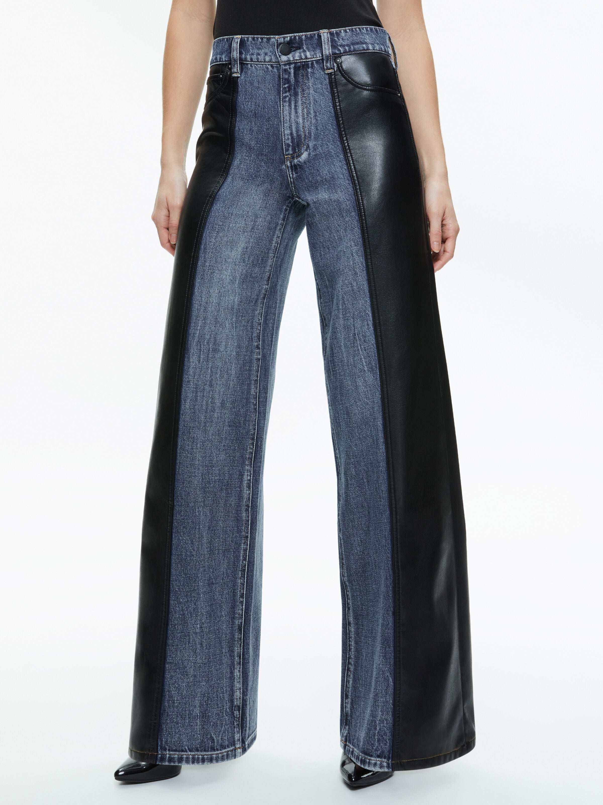 TRISH VEGAN LEATHER BAGGY JEAN-BROOKLYN BLUE-ALICE + OLIVIA
