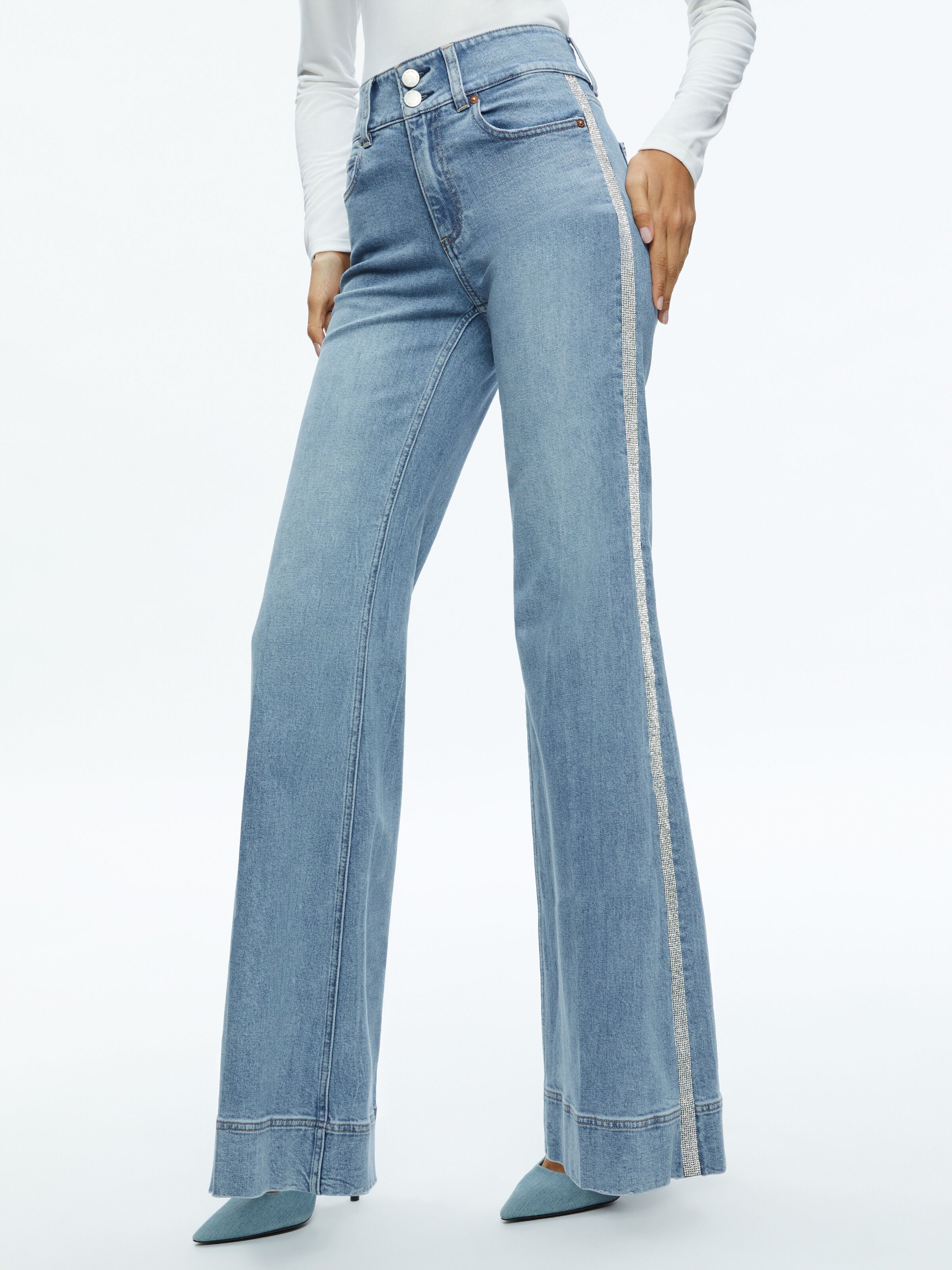 MISSA HIGH RISE WIDE LEG CRYSTAL SIDE JEAN