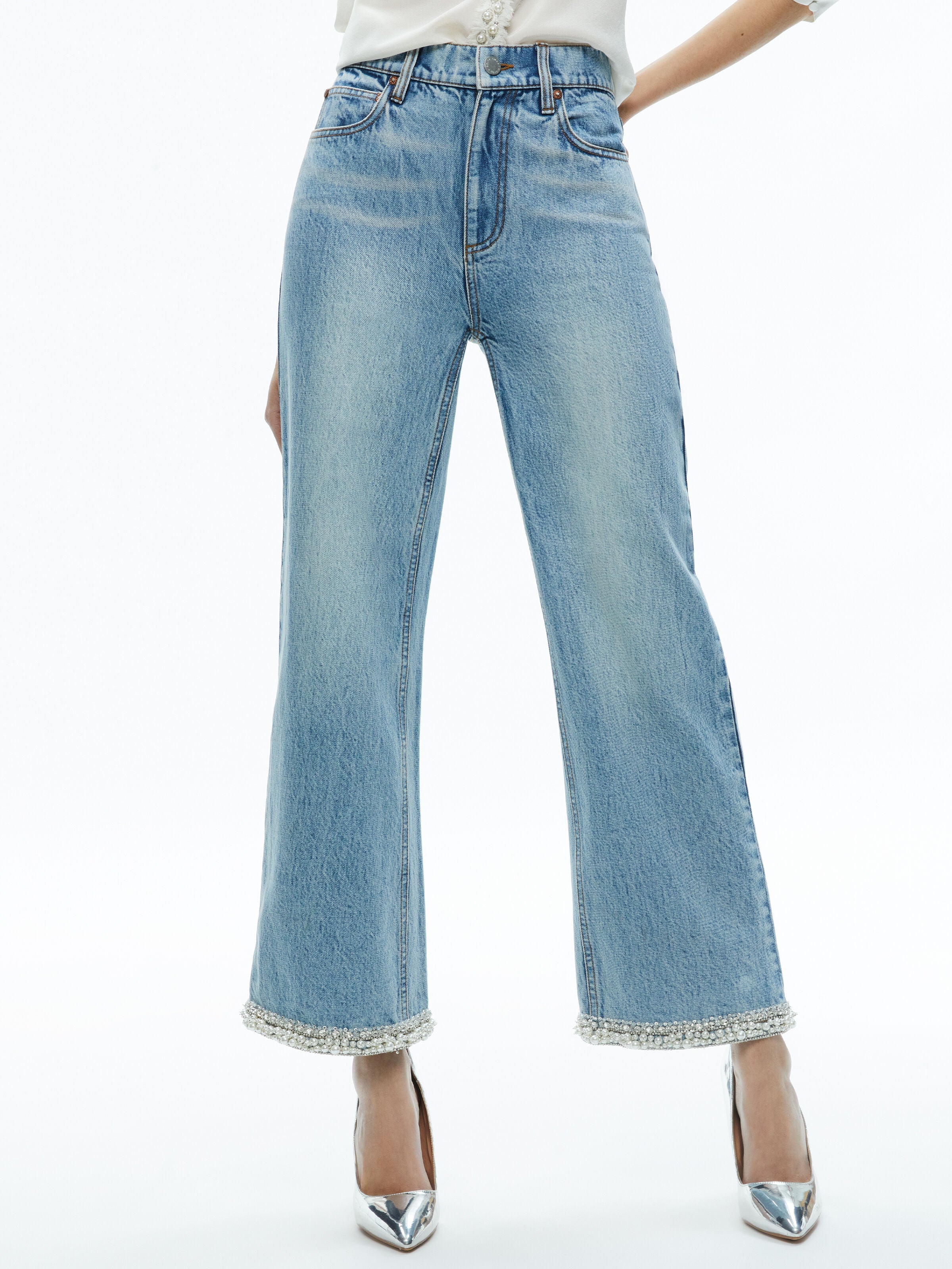ORA HIGH RISE EMBELLISHED JEAN-ROCKSTAR BLUE-ALICE + OLIVIA