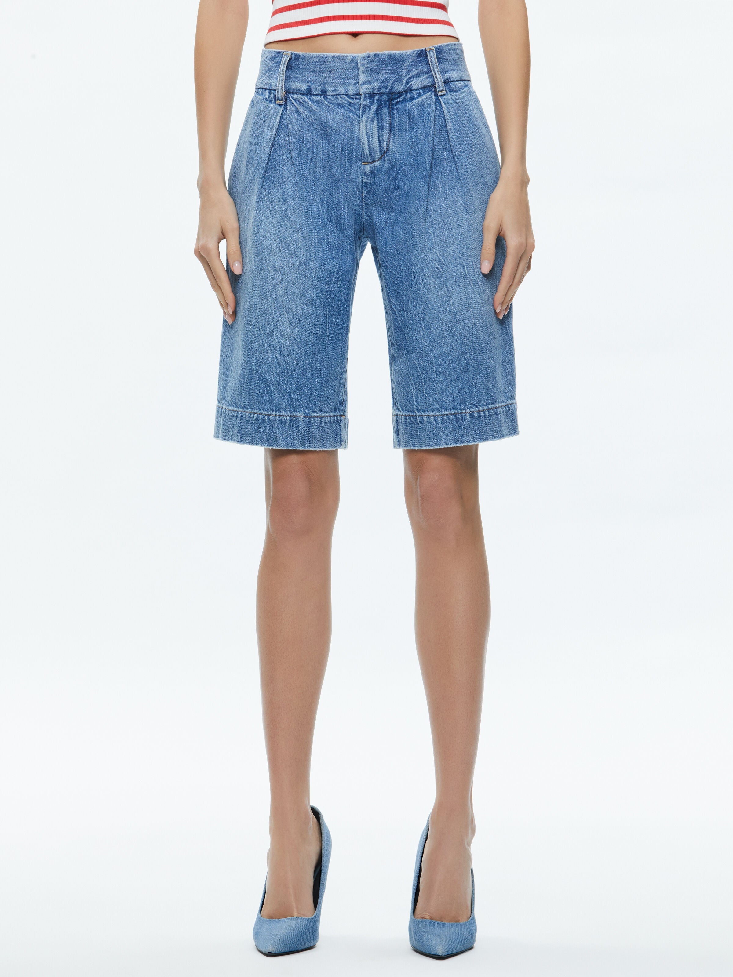 ERIC LOW RISE BERMUDA SHORT-GEORGIA VINTAGE BLUE-ALICE + OLIVIA