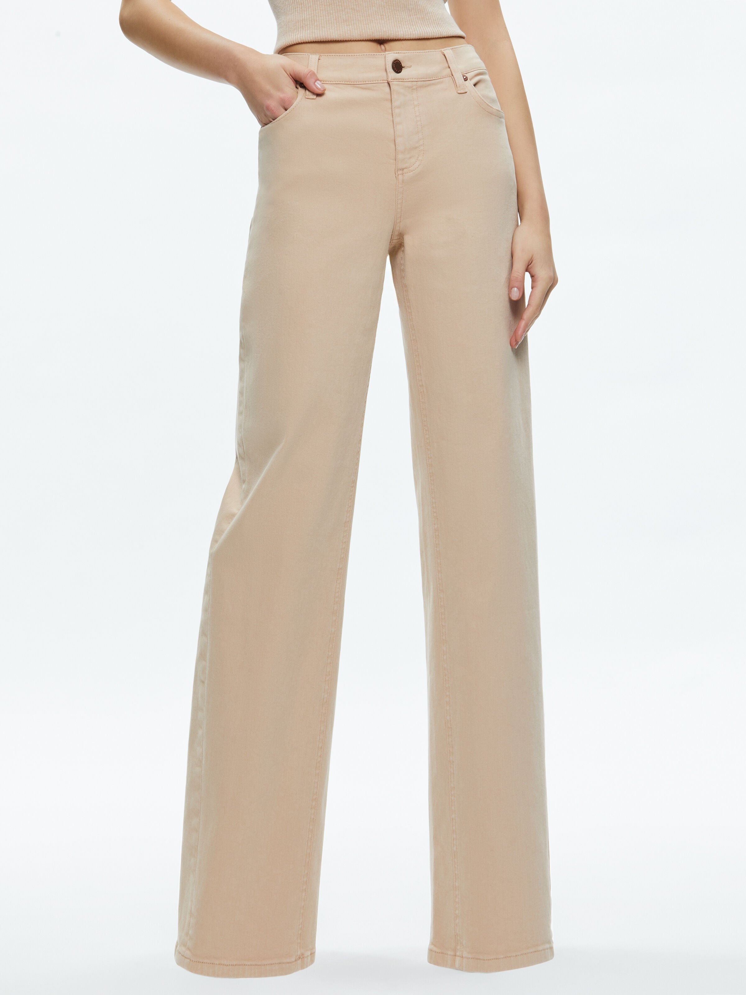 ERNIE LOW RISE BUCKLE BACK JEAN-ALMOND-ALICE + OLIVIA