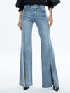 SEDONA LOW RISE CENTER FRONT SLITS FLARE JEAN-LIGHTNING BLUE-ALICE + OLIVIA