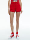 MAGGIE MID RISE VINTAGE SHORTS-BRIGHT RUBY-ALICE + OLIVIA