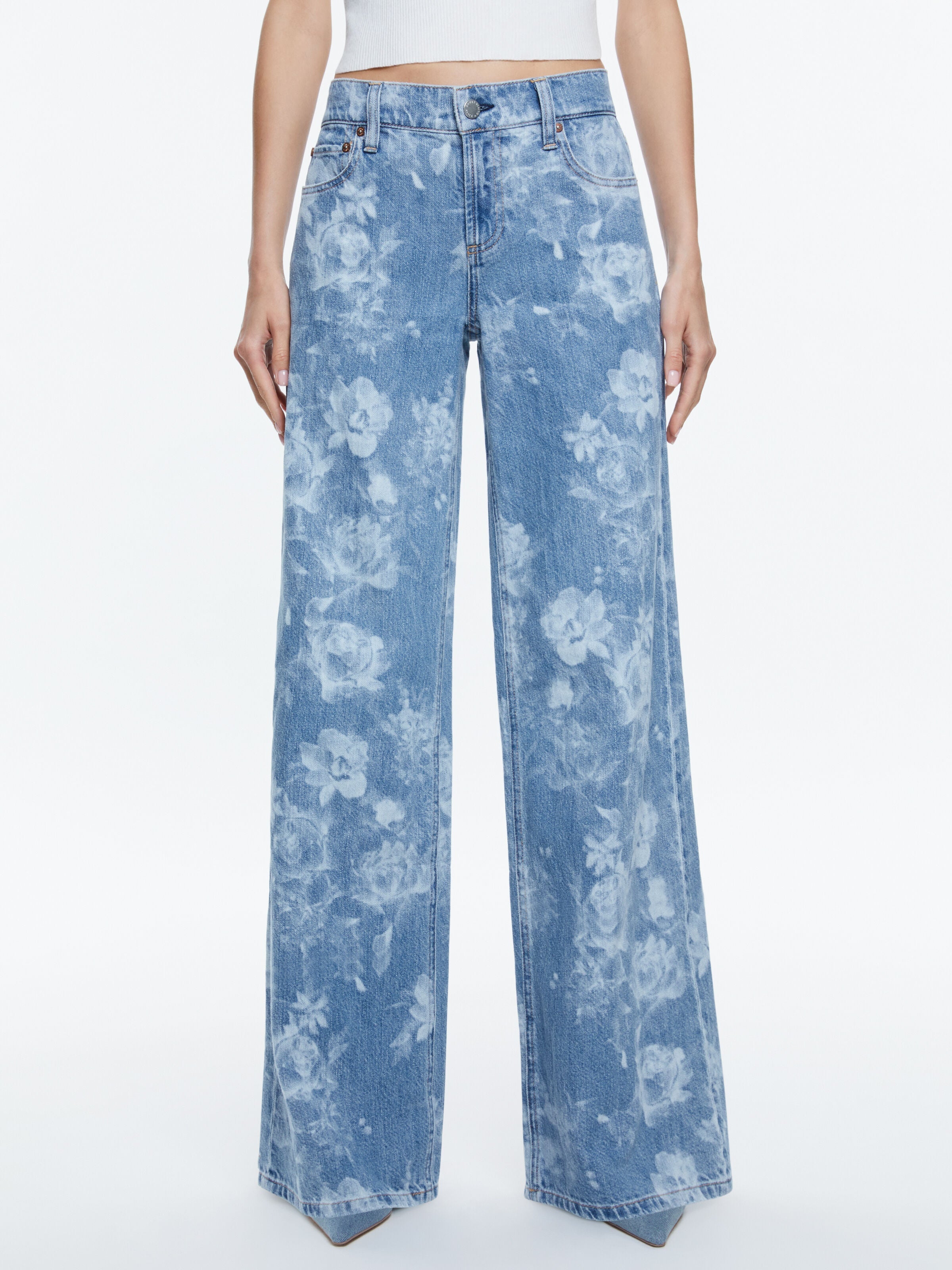 TRISH LOW RISE BAGGY JEAN-LOTUS FLORAL-ALICE + OLIVIA