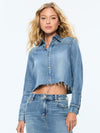 FINELY SHORT RAW HEM BUTTON DOWN WITH WESTERN DETAIL-BROOKLYN BLUE-ALICE + OLIVIA