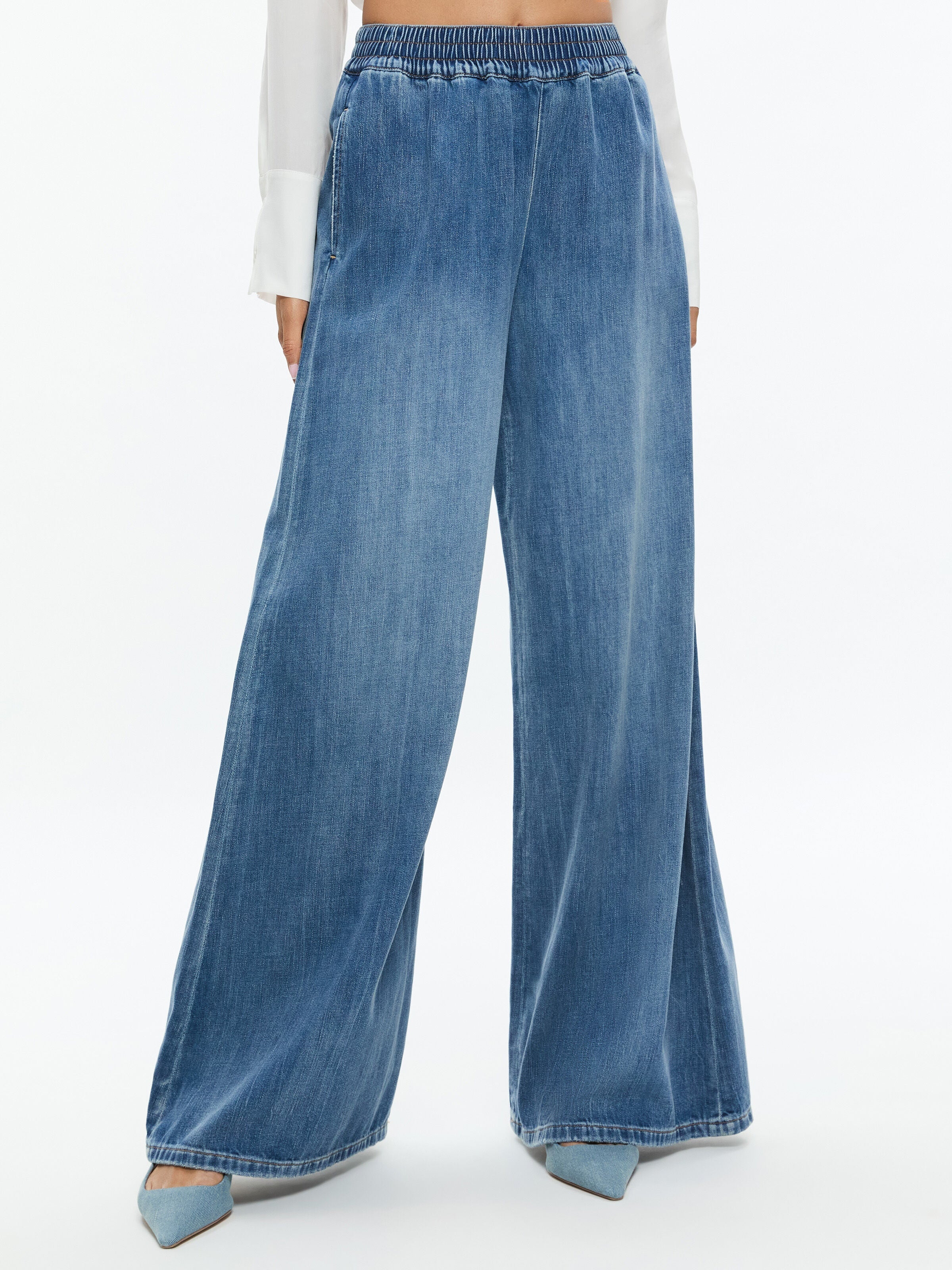 KENLEY DENIM PALAZZO PANT-BROOKLYN BLUE-ALICE + OLIVIA