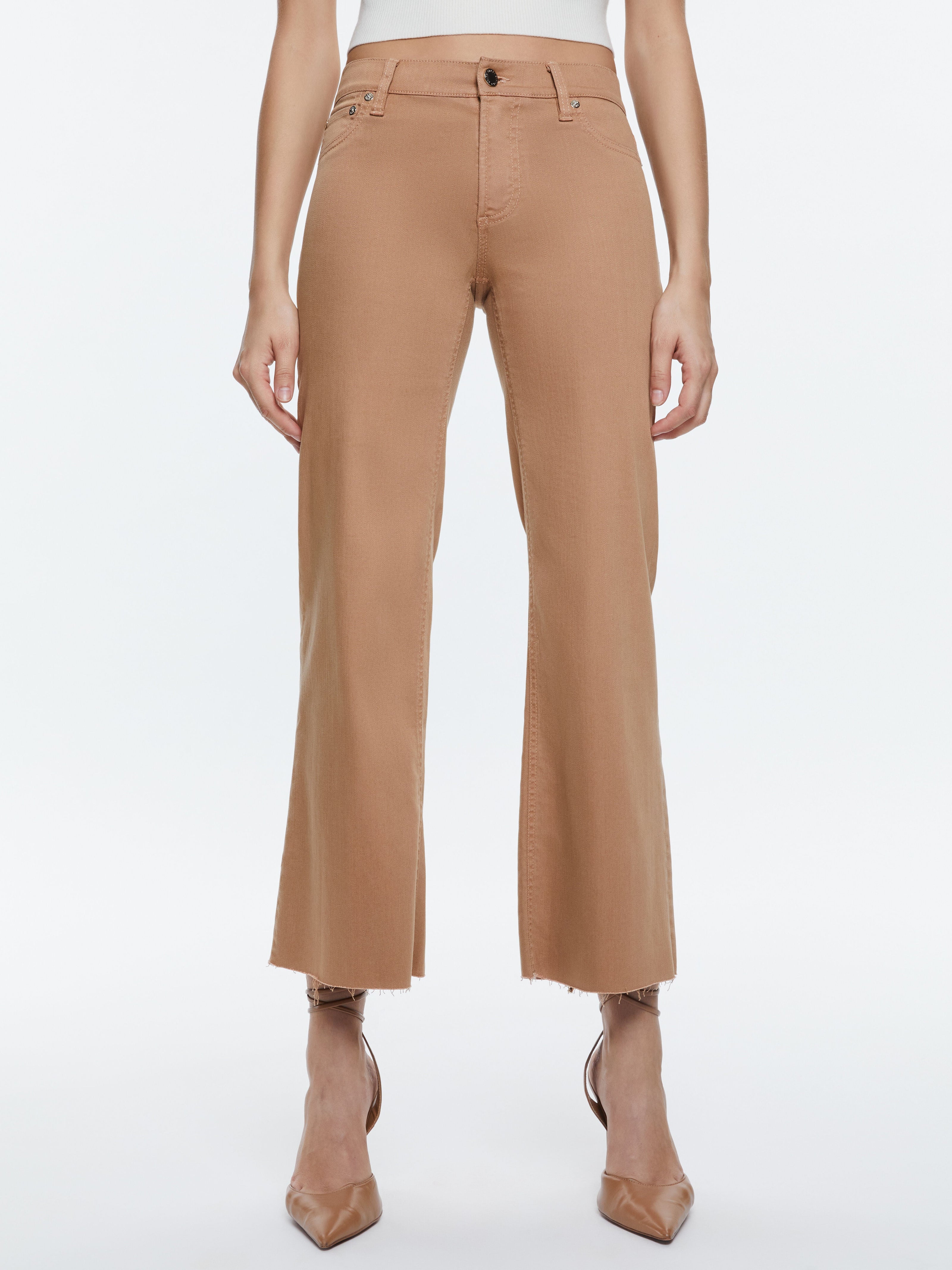 ROXIE LOW RISE STRAIGHT FLARE CROPPED JEAN-CAMEL-ALICE + OLIVIA