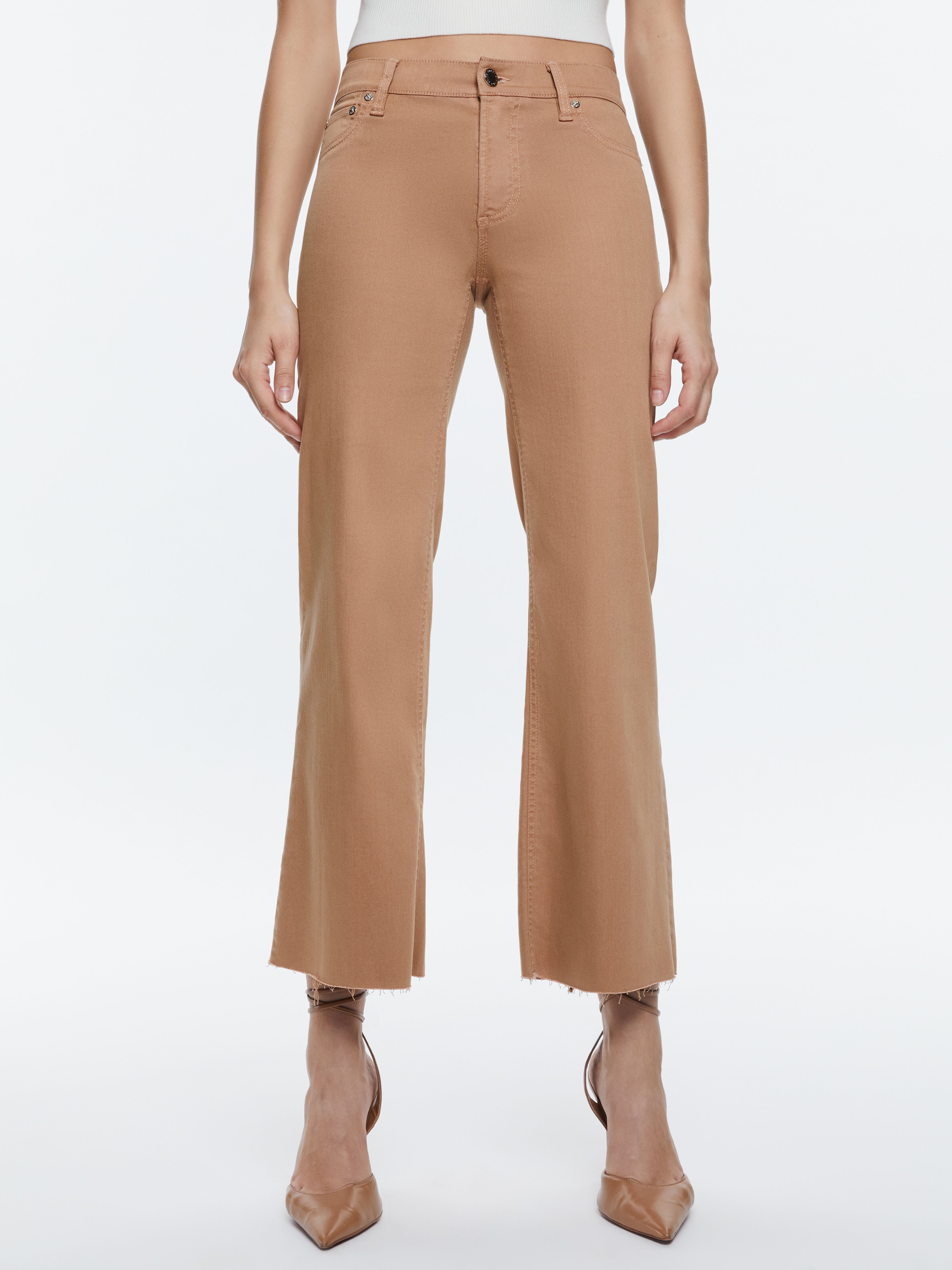 ROXIE LOW RISE STRAIGHT FLARE CROPPED JEAN-CAMEL-ALICE + OLIVIA