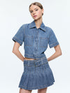 TESHA DENIM TOP-AVERY BLUE-ALICE + OLIVIA