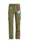 HIGH WAISTED PATCHWORK CARGO PANT-ARMY/MULTI-ALICE + OLIVIA