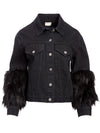 JACKET WITH FAUX FUR SLEEVE-SELF LOVE-ALICE + OLIVIA