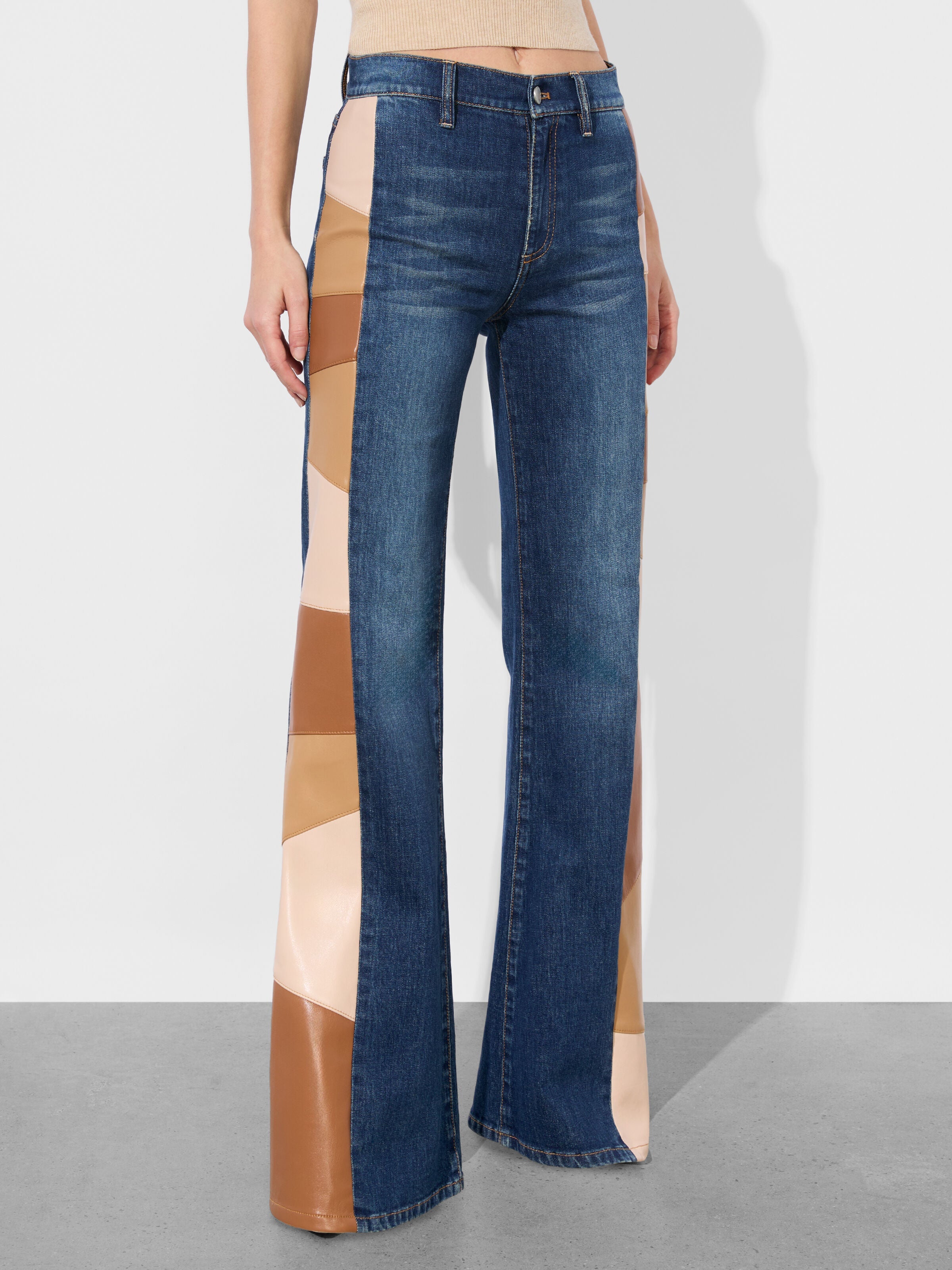 SB VEGAN PATCHWORK JEAN-DARBY VINTAGE BLUE-ALICE + OLIVIA