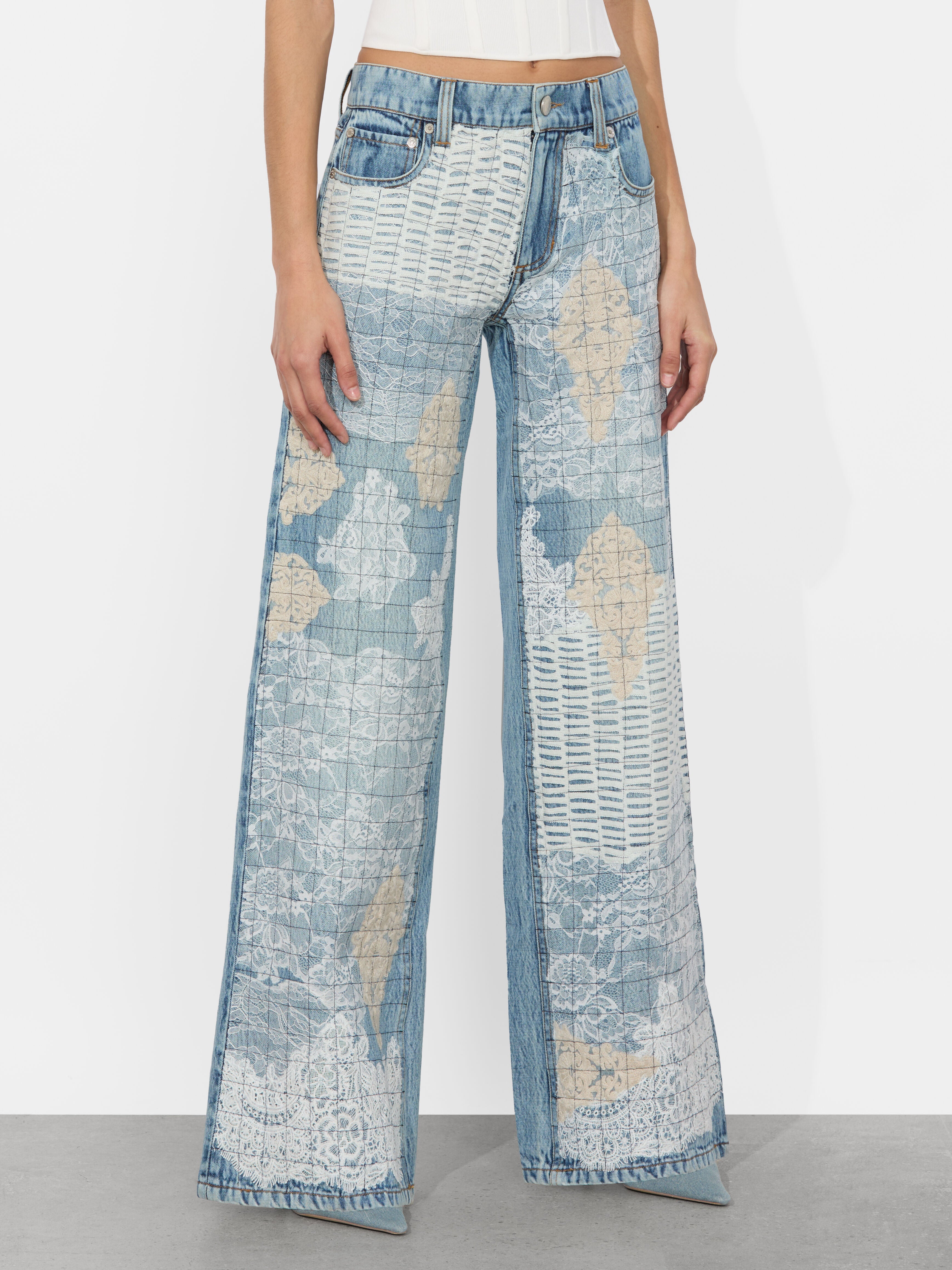 TRISH LACE JEAN-ROCKSTAR BLUE-ALICE + OLIVIA