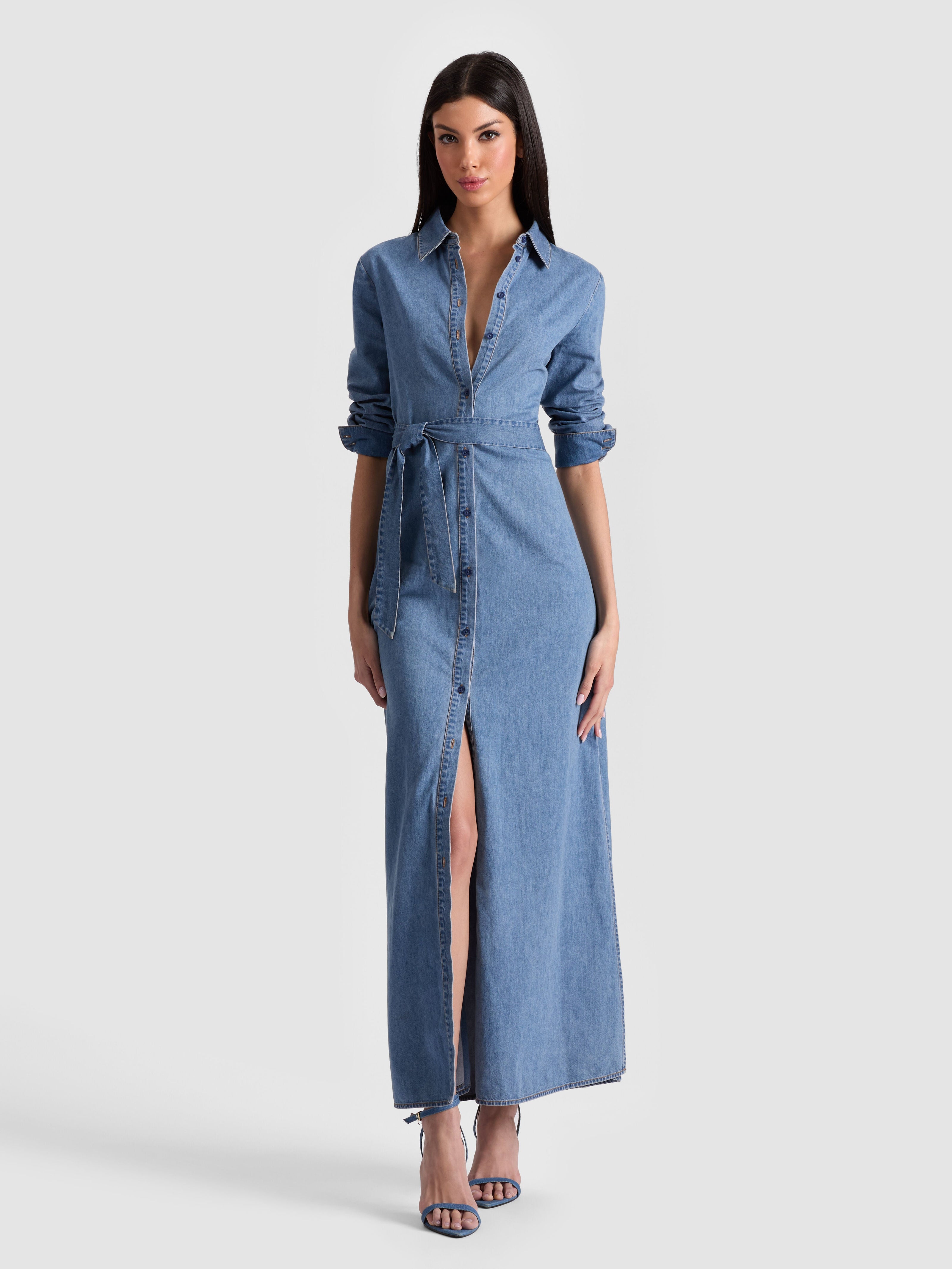 CHASSIDY DENIM MAXI DRESS-ALICE + OLIVIA