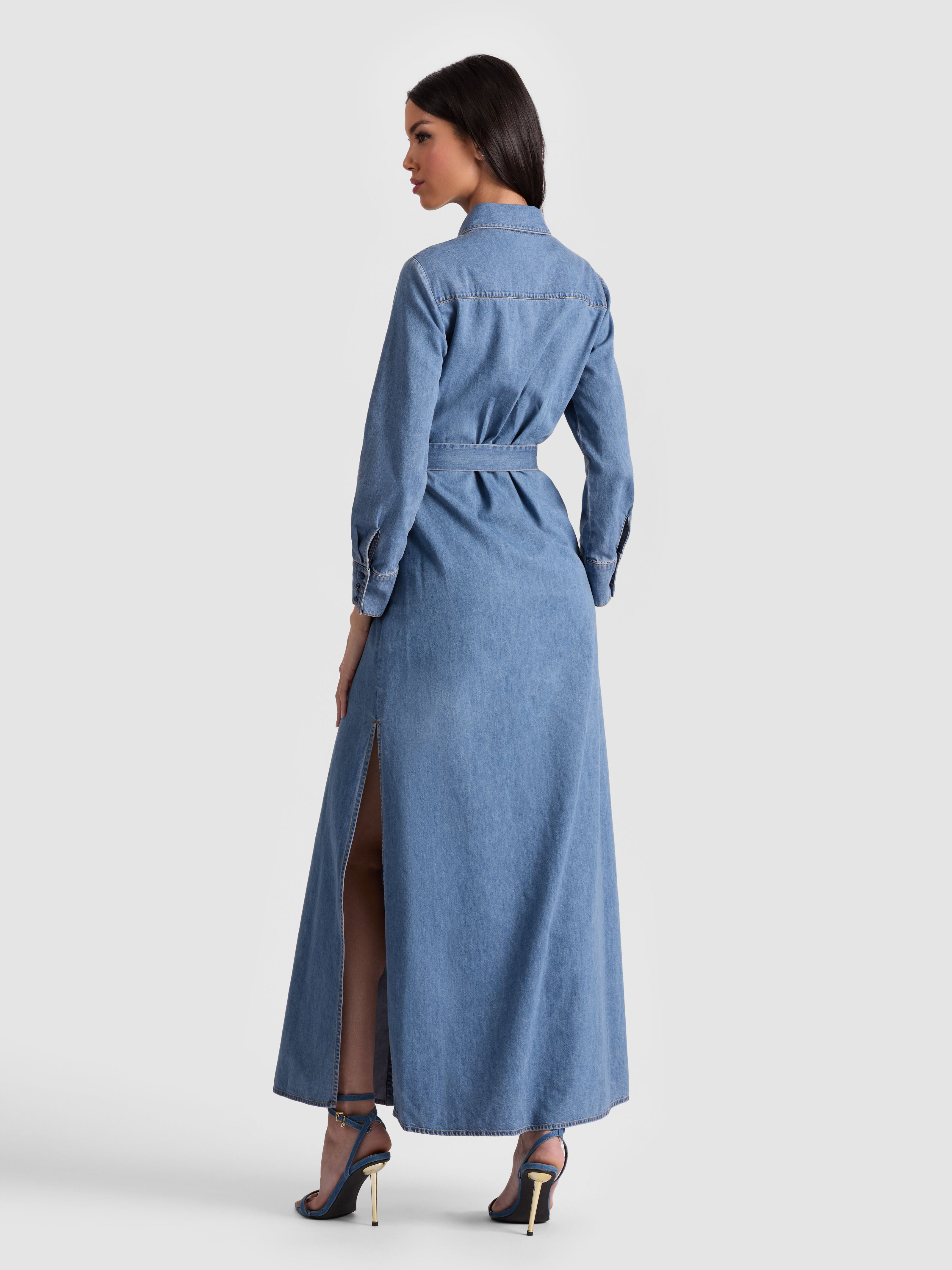CHASSIDY DENIM MAXI DRESS-ALICE + OLIVIA