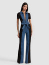 GORGEOUS DENIM JUMPSUIT-BLACK/LIANA BLUE-ALICE + OLIVIA