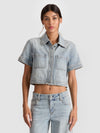 TESHA DENIM TOP-ALICE + OLIVIA