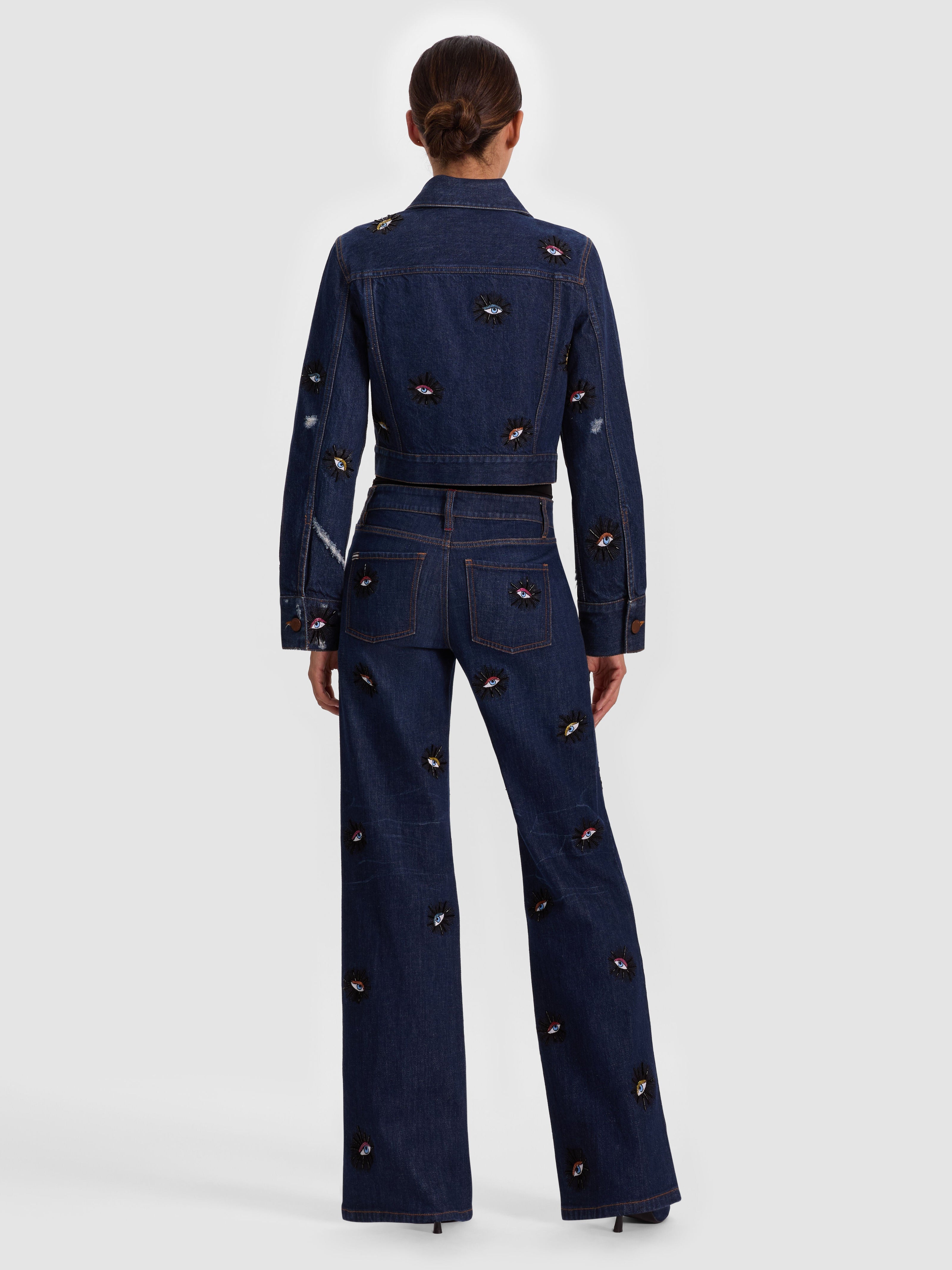 CHLOE EMBELLISHED DENIM JACKET-CATHERINE DARK-ALICE + OLIVIA