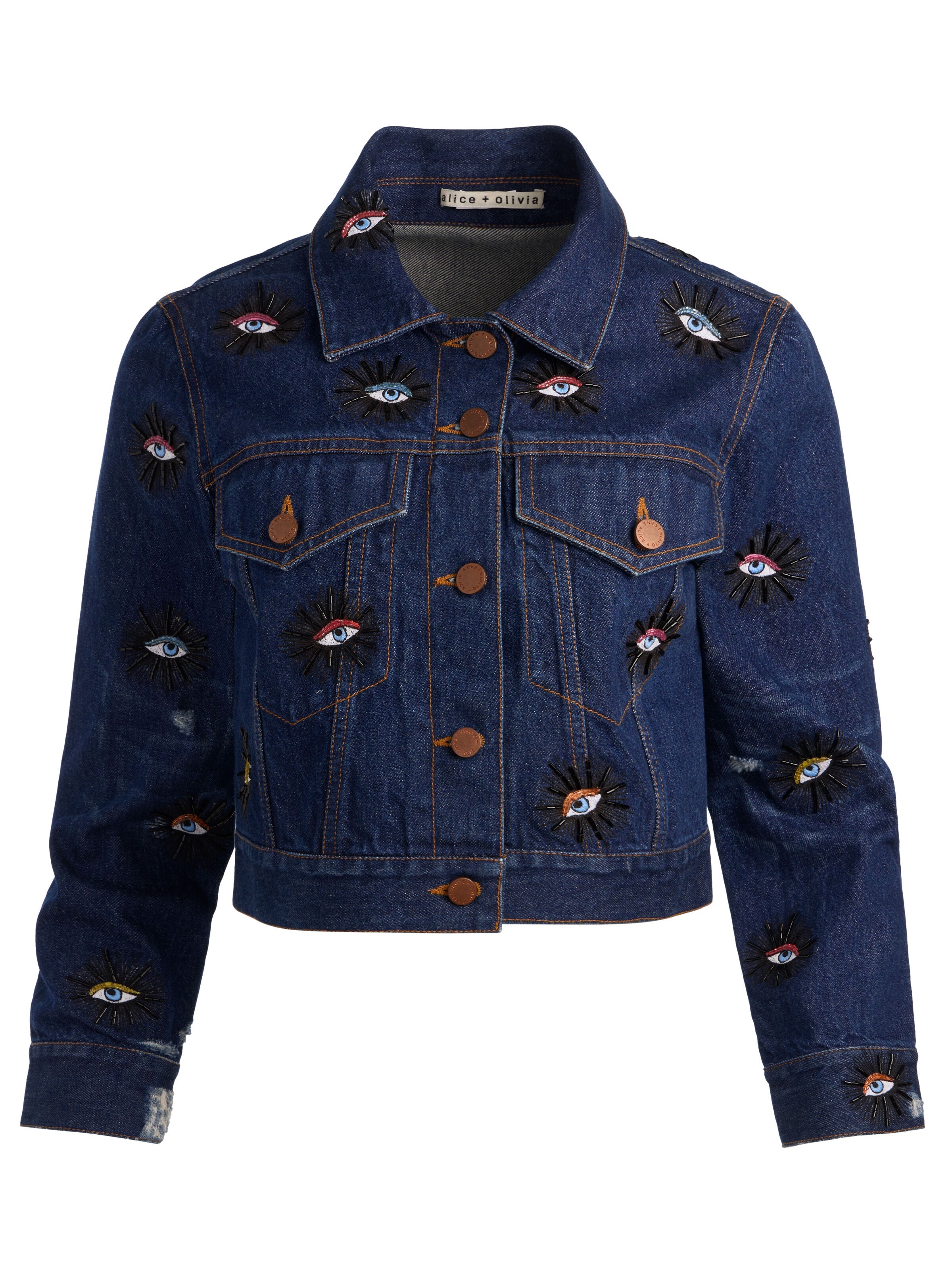 CHLOE EMBELLISHED DENIM JACKET-CATHERINE DARK-ALICE + OLIVIA
