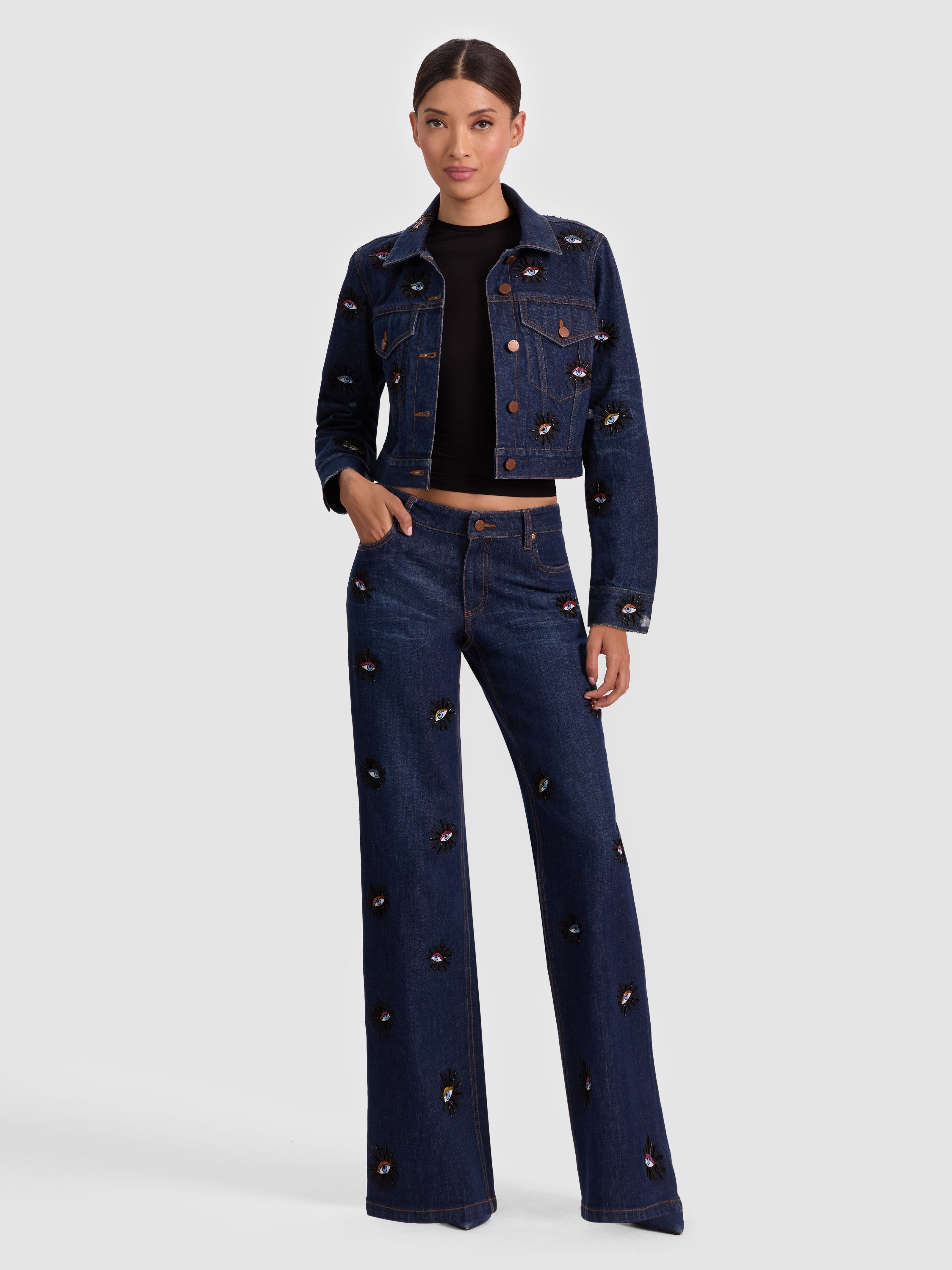 ROXIE EMBELLISHED JEAN-CATHERINE DARK-ALICE + OLIVIA