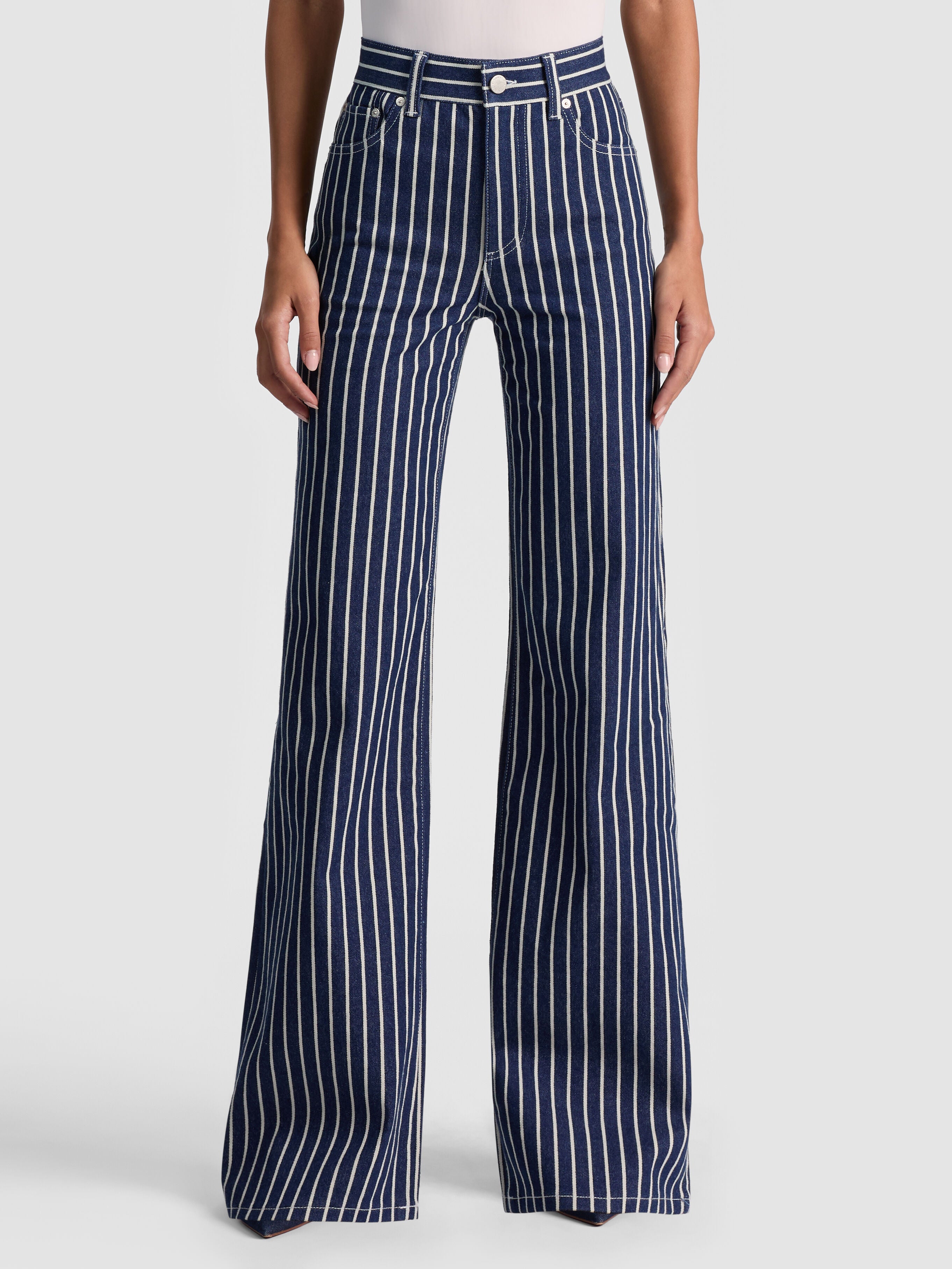 CHIC STRIPED JEAN-INDIGO/OFF WHITE STRIPE-ALICE + OLIVIA