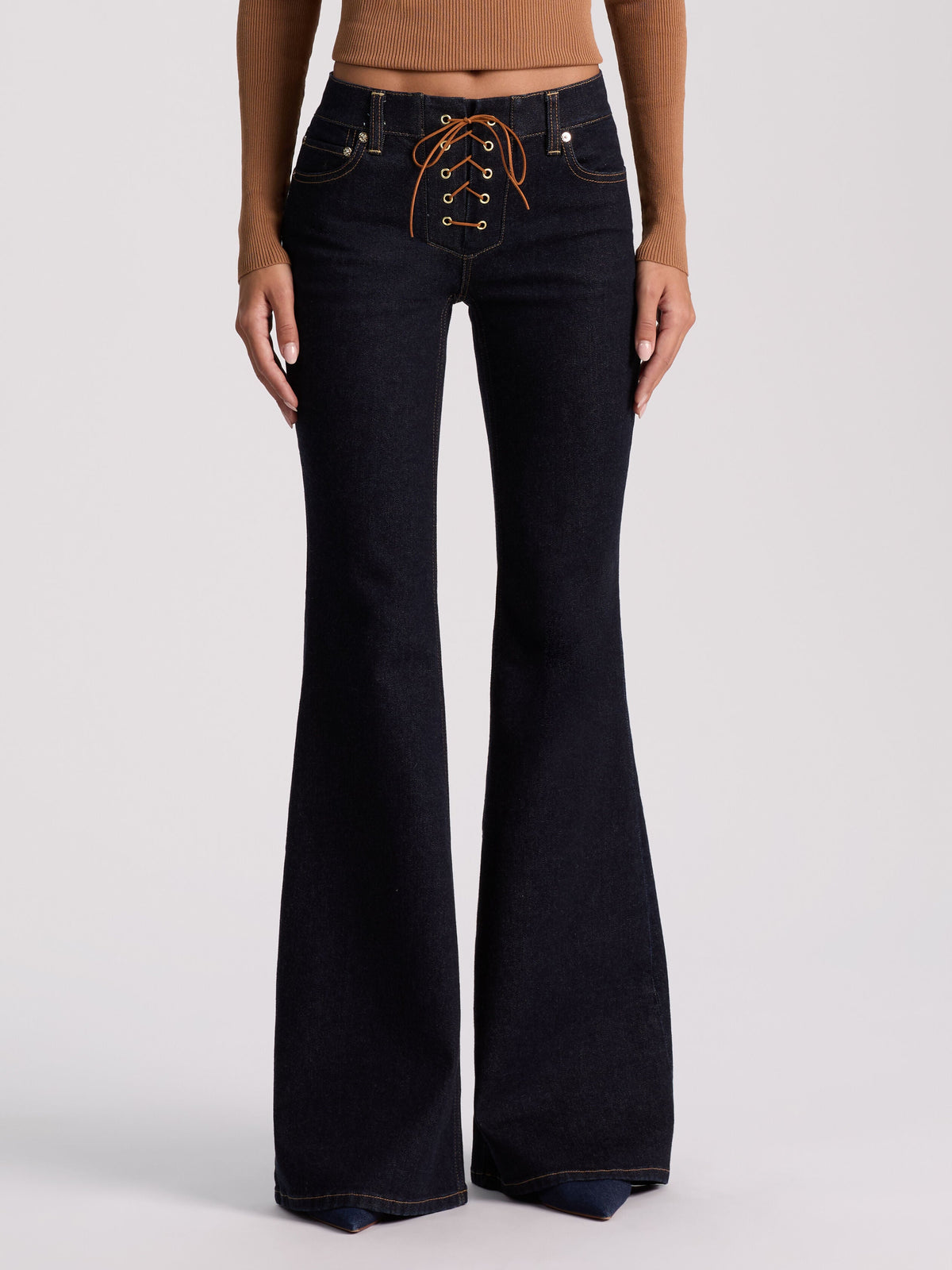 DELILAH LACE UP JEAN - DARK RINSE