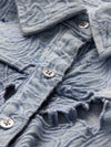 FINELY LASER-CUT DENIM SHIRT-ALICE + OLIVIA