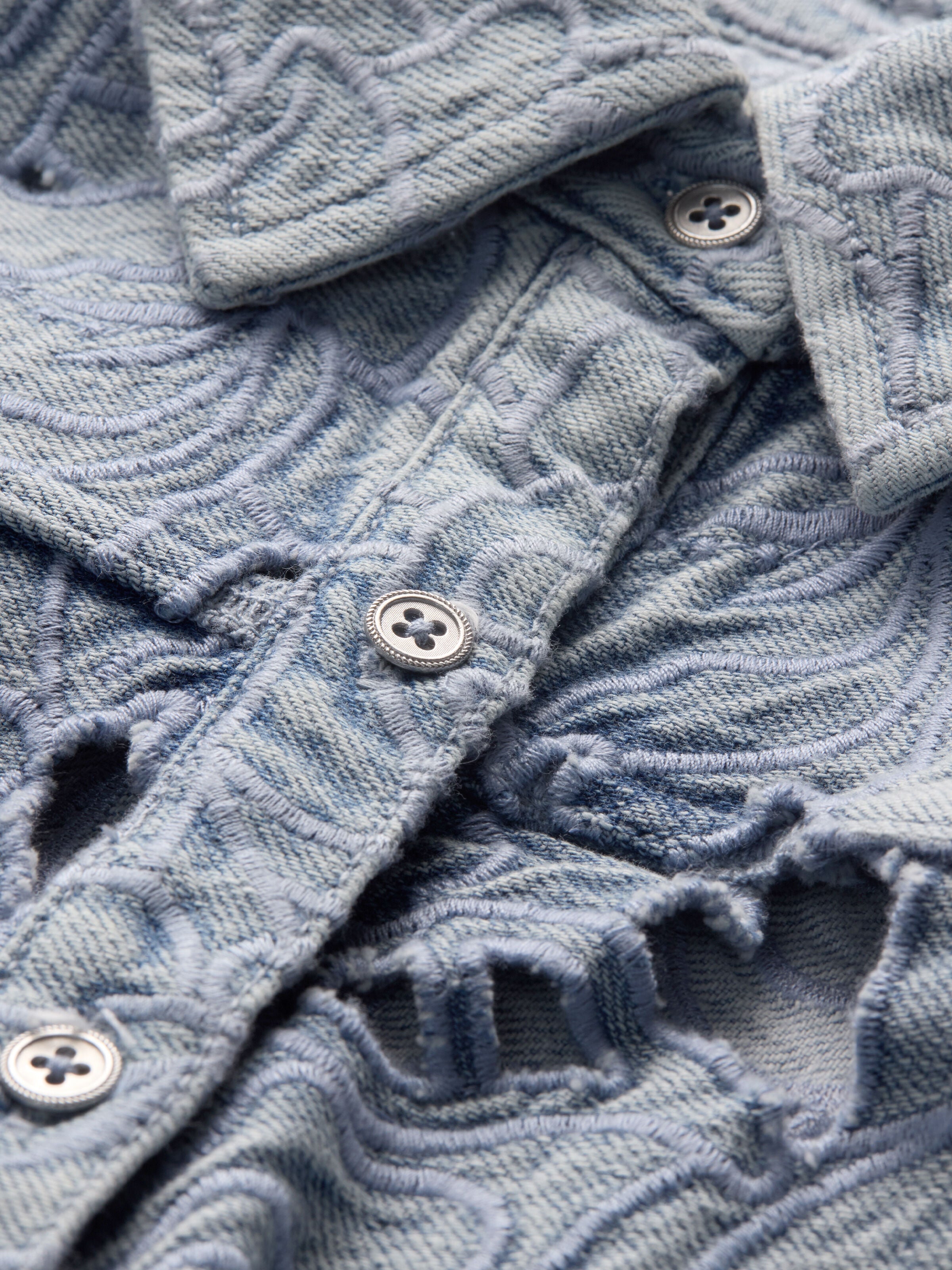 FINELY LASER-CUT DENIM SHIRT-ALICE + OLIVIA