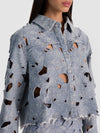 FINELY LASER-CUT DENIM SHIRT-ALICE + OLIVIA