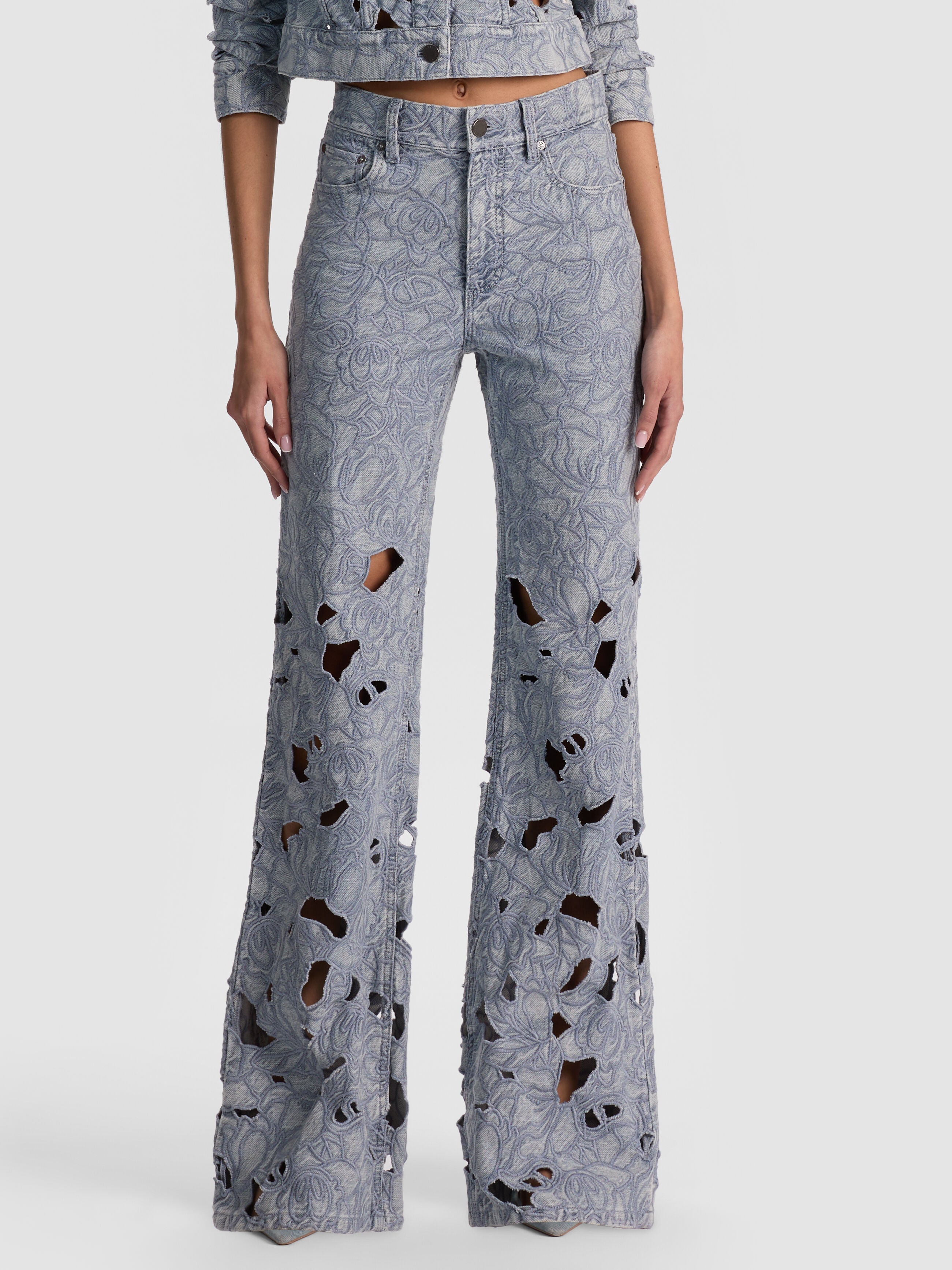 CHIC LASER-CUT JEAN-ROCKSTAR BLUE-ALICE + OLIVIA