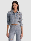 CHLOE LASER-CUT DENIM JACKET-ROCKSTAR BLUE-ALICE + OLIVIA