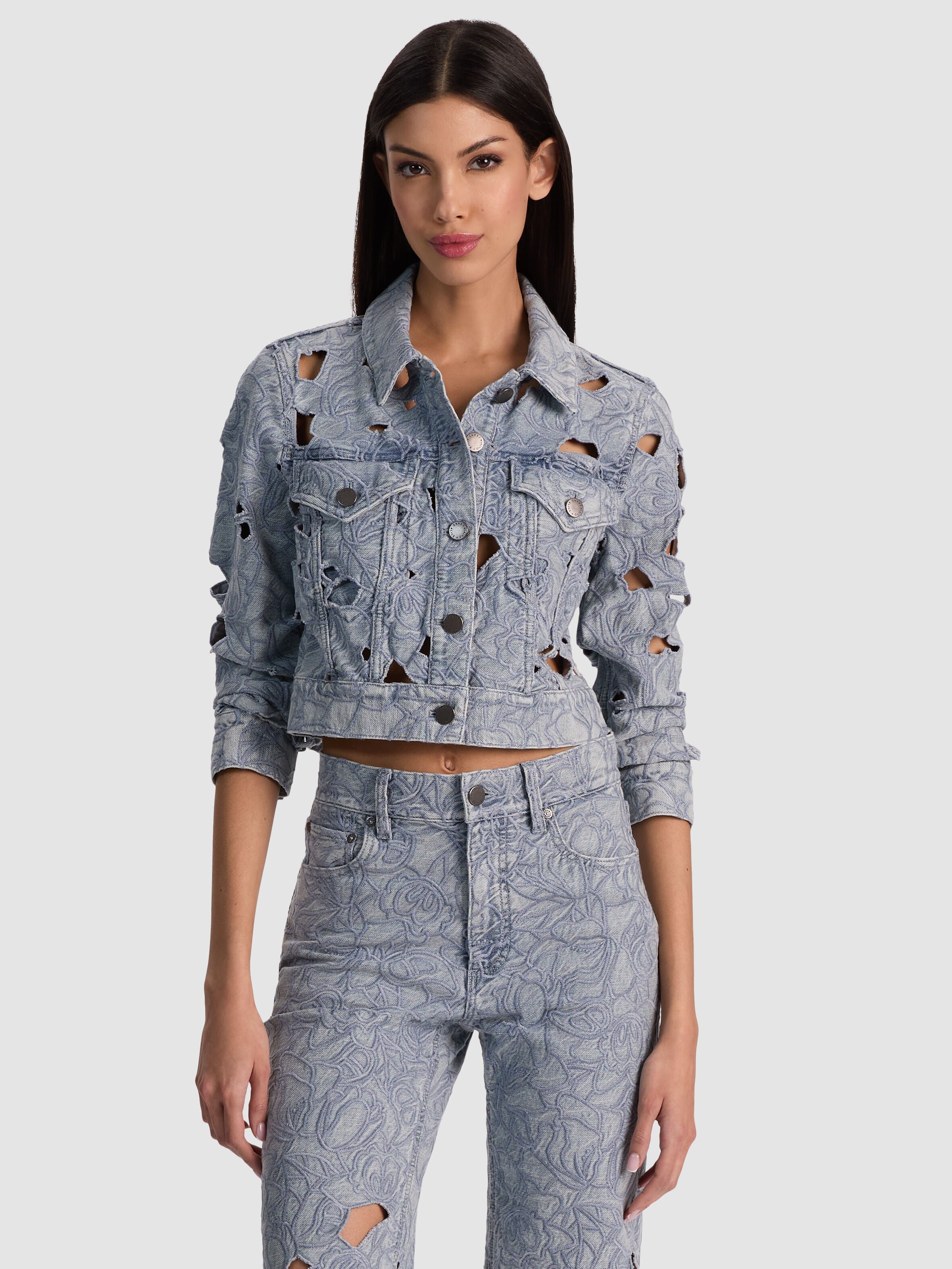 CHLOE LASER-CUT DENIM JACKET