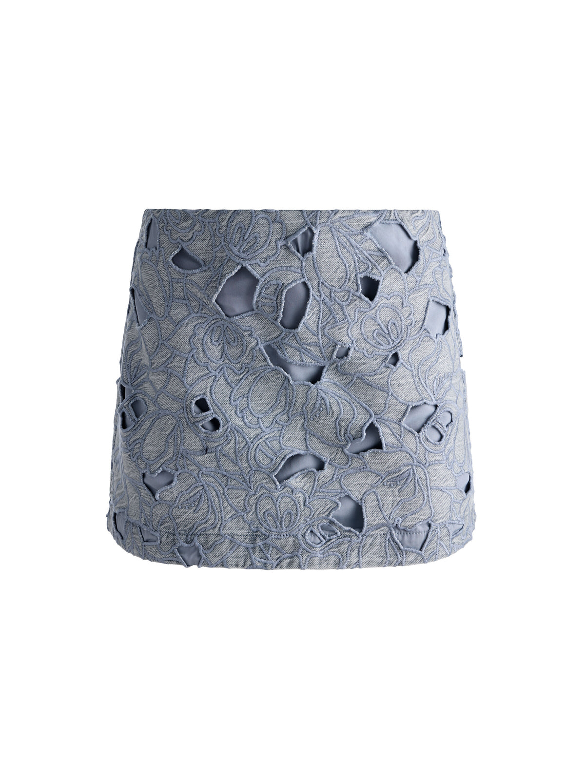 RUBI LASER-CUT DENIM SKIRT - ROCKSTAR BLUE