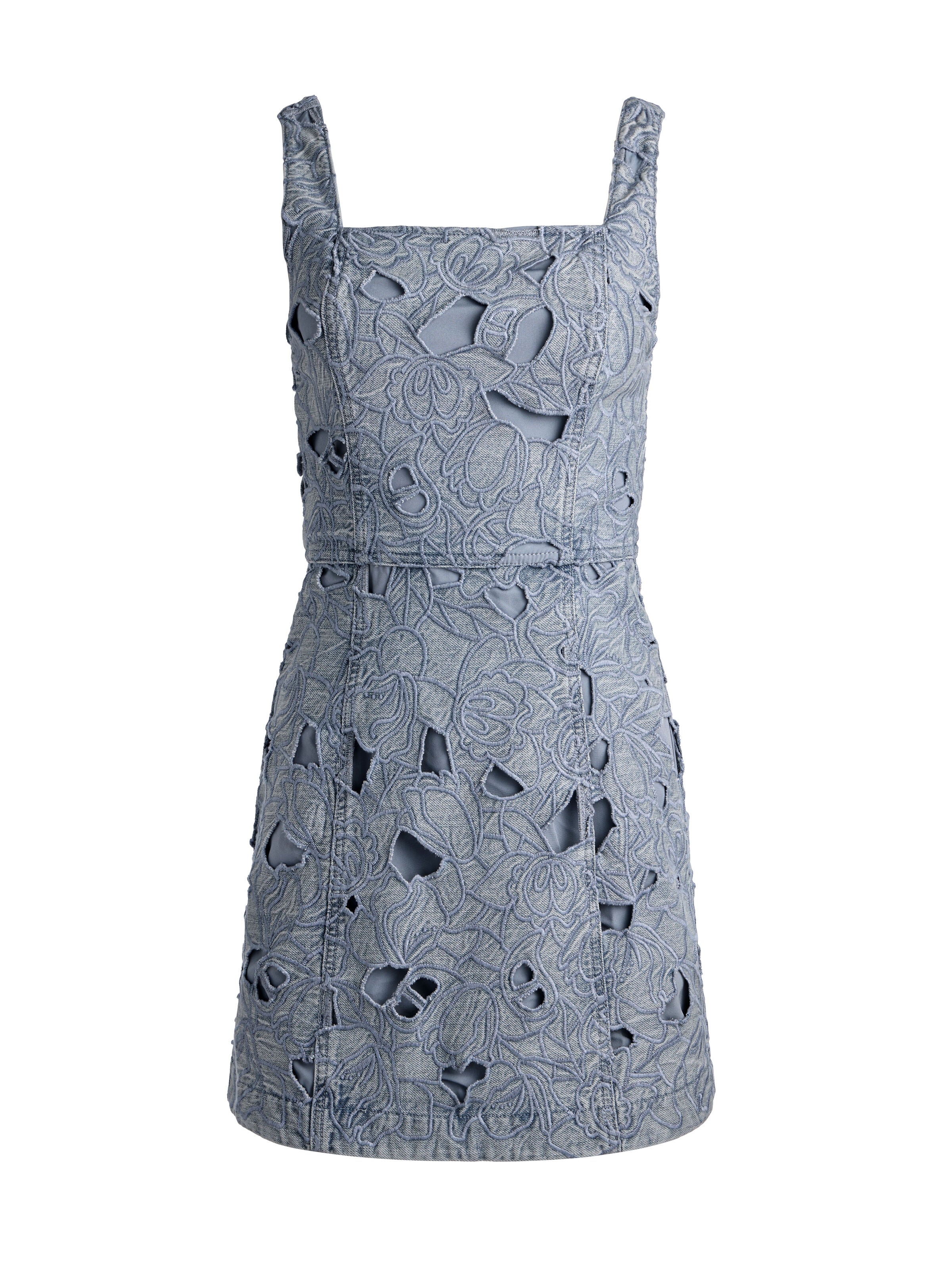 MARYANN LASER-CUT DENIM DRESS-ALICE + OLIVIA