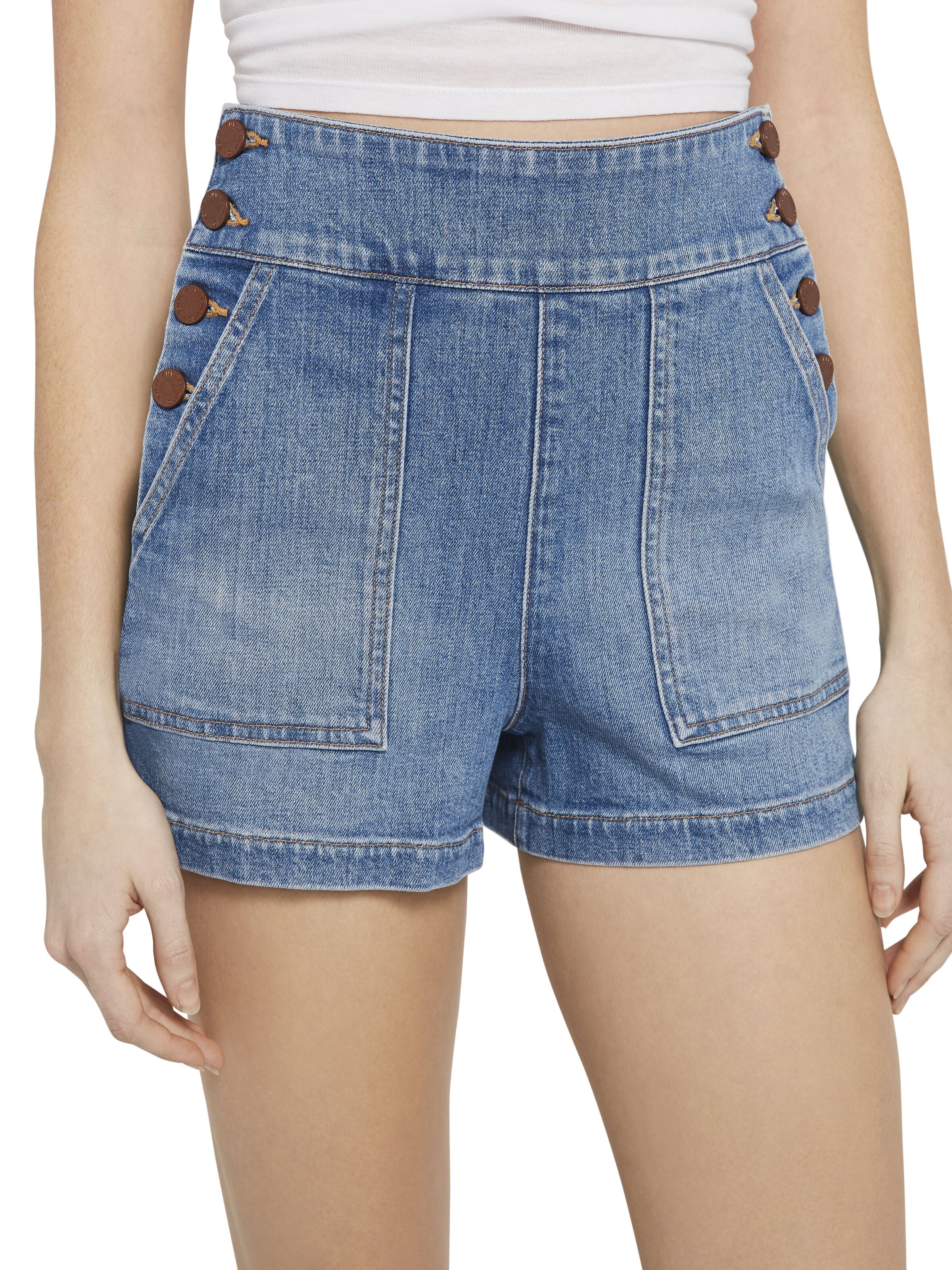 DONALD HIGH RISE BUTTON SHORT-NOT YOURS-ALICE + OLIVIA