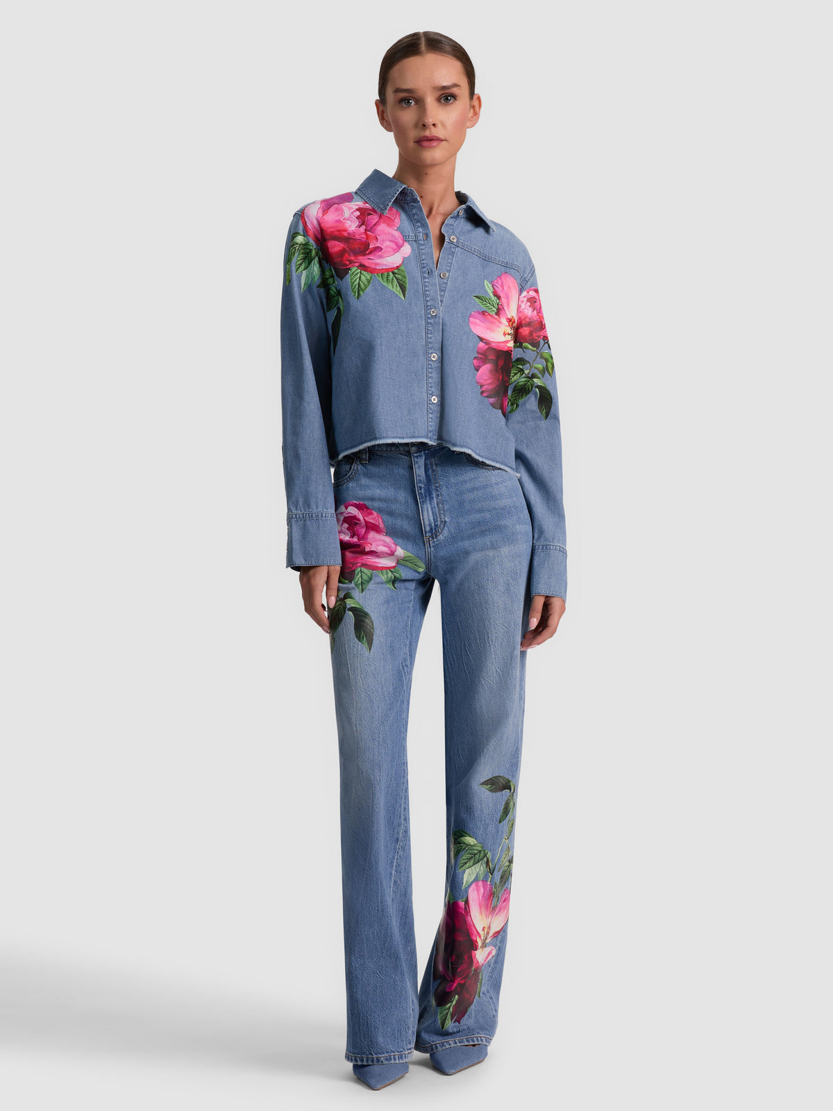 FINELY DENIM BUTTON DOWN - DENVER BRIGHT BLUE/EMPRS BLOOM