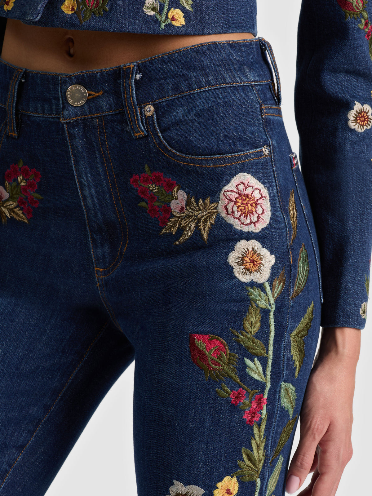 BEAUTIFUL EMBROIDERED JEAN-ALICE + OLIVIA