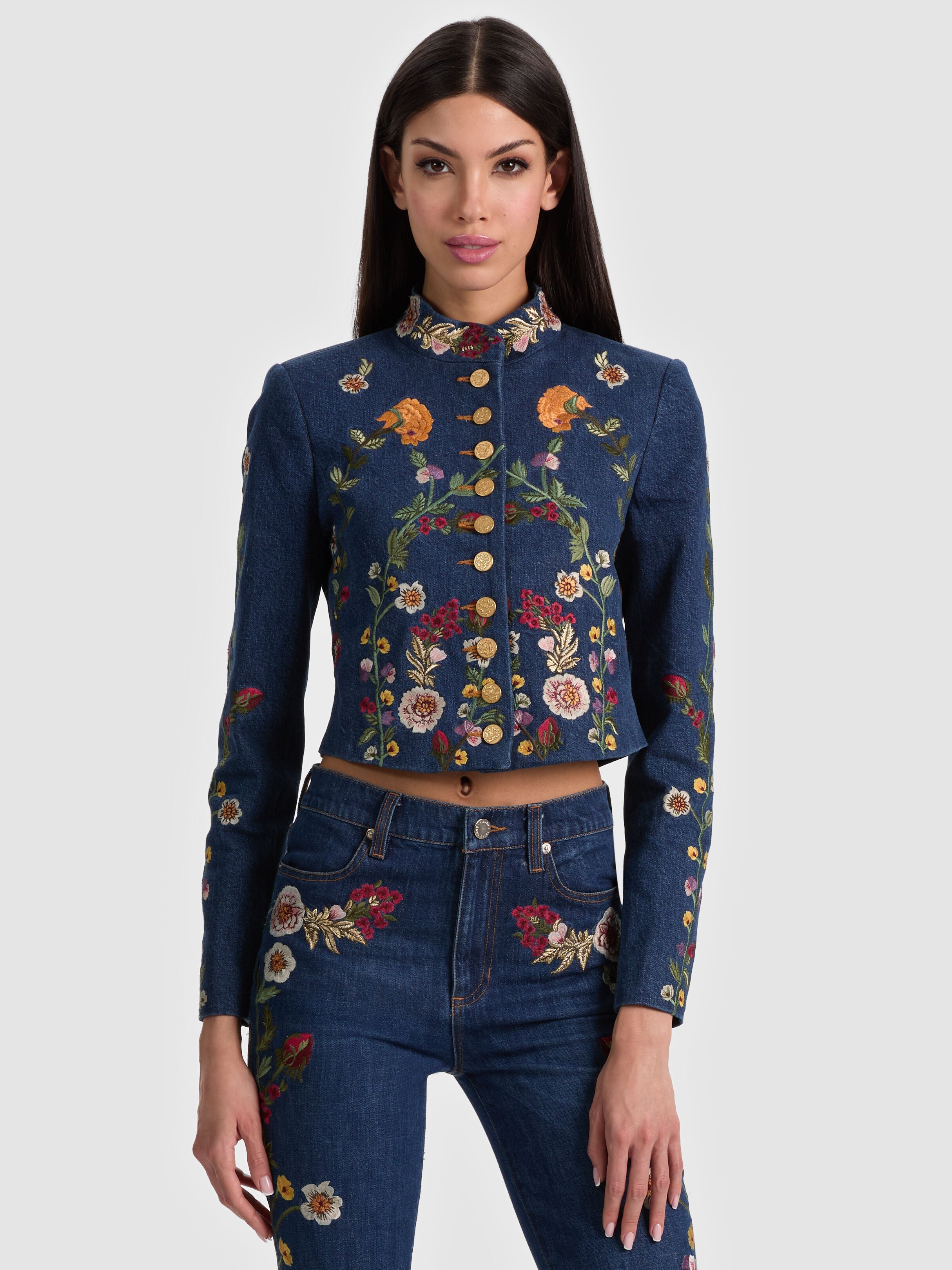 EMERSON DENIM MILITARY JACKET-CATHERINE DARK MULTI-ALICE + OLIVIA