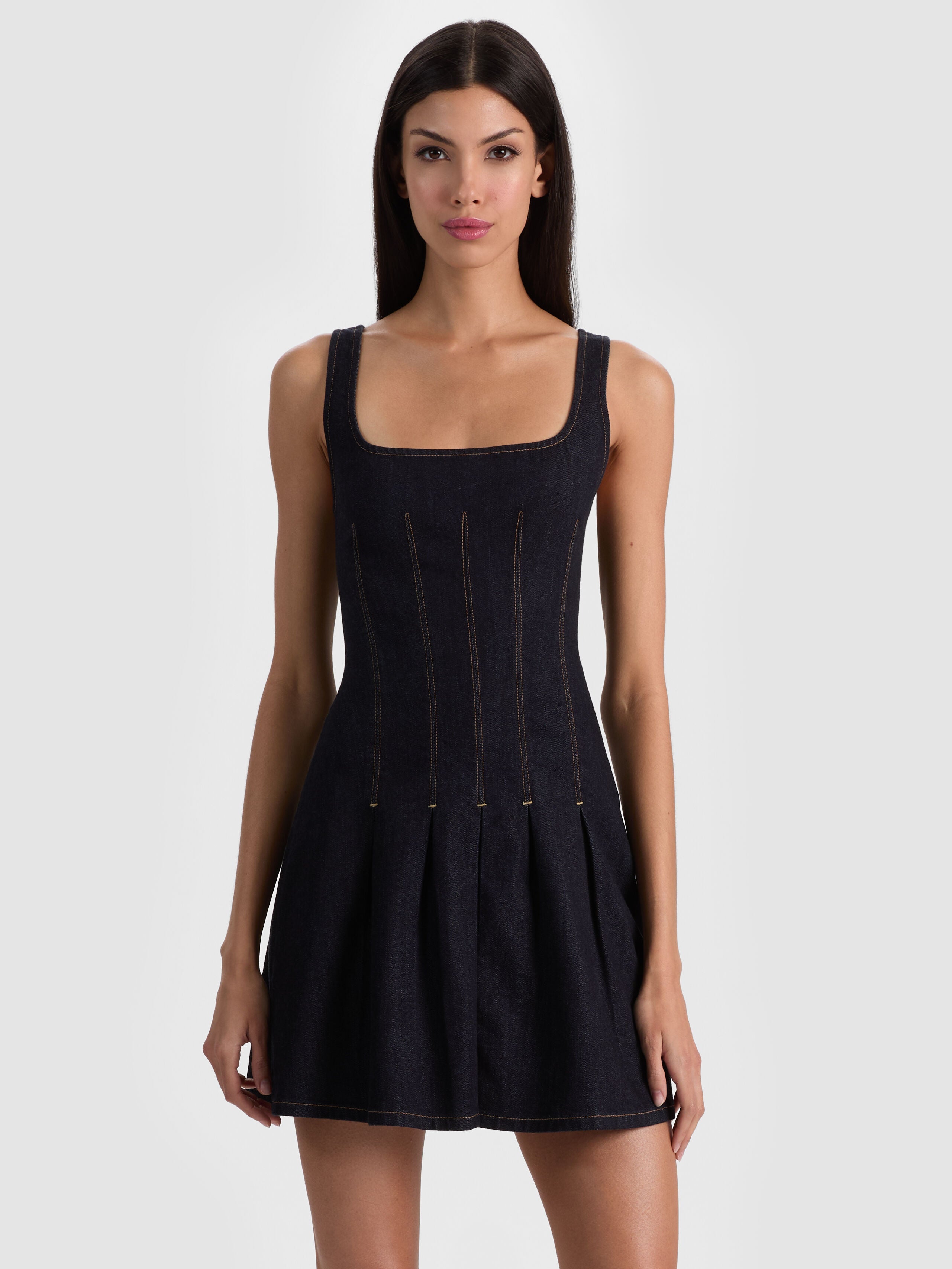 HOLLIS DENIM MINI DRESS-ALICE + OLIVIA