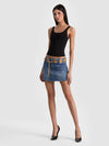 MORGANA CHAIN BELT DENIM MINI SKIRT-ALICE + OLIVIA