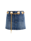 MORGANA CHAIN BELT DENIM MINI SKIRT-ALICE + OLIVIA