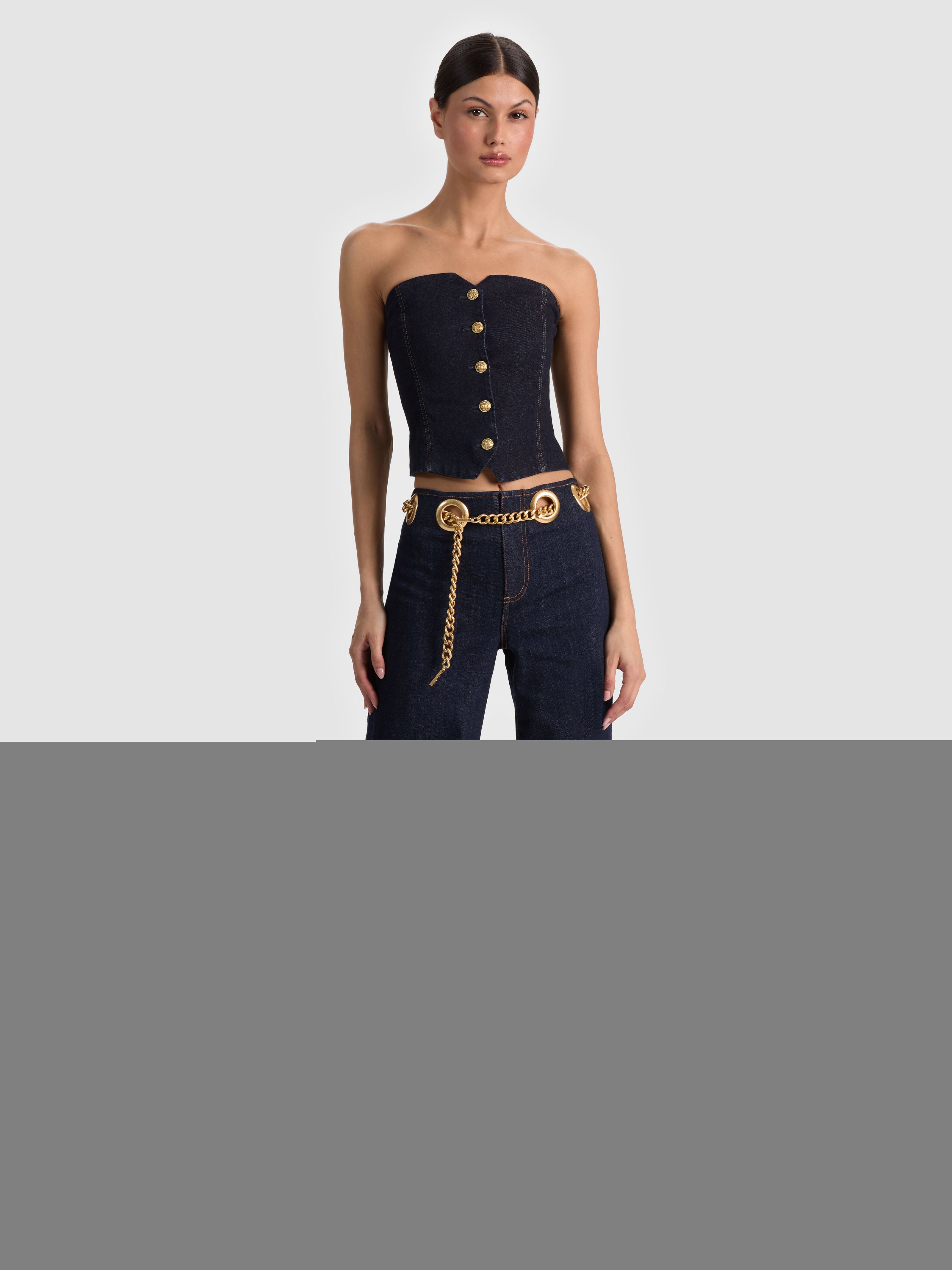 JASPER CHAIN BELT JEAN-DARK RINSE-ALICE + OLIVIA