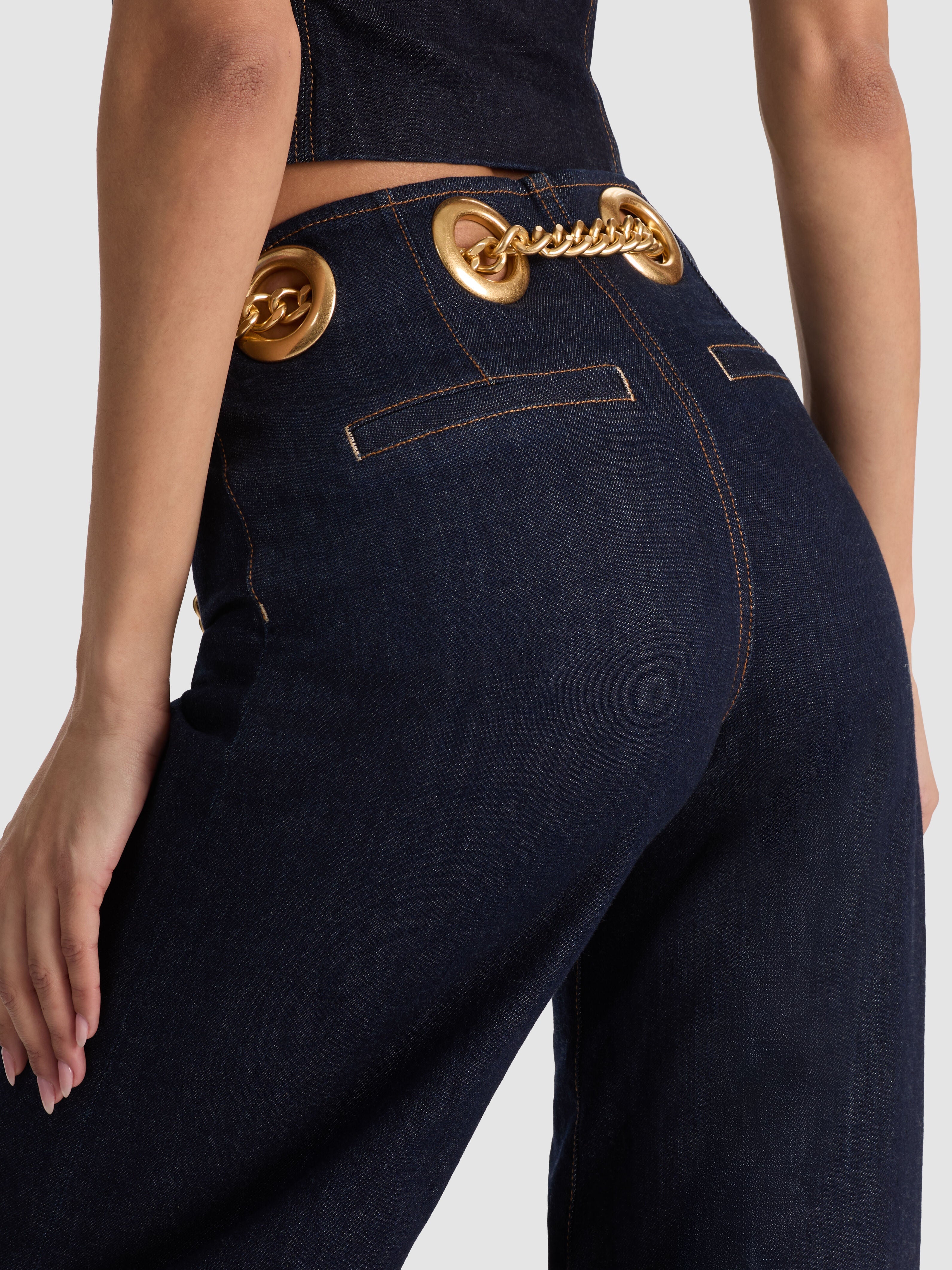 JASPER CHAIN BELT JEAN-DARK RINSE-ALICE + OLIVIA
