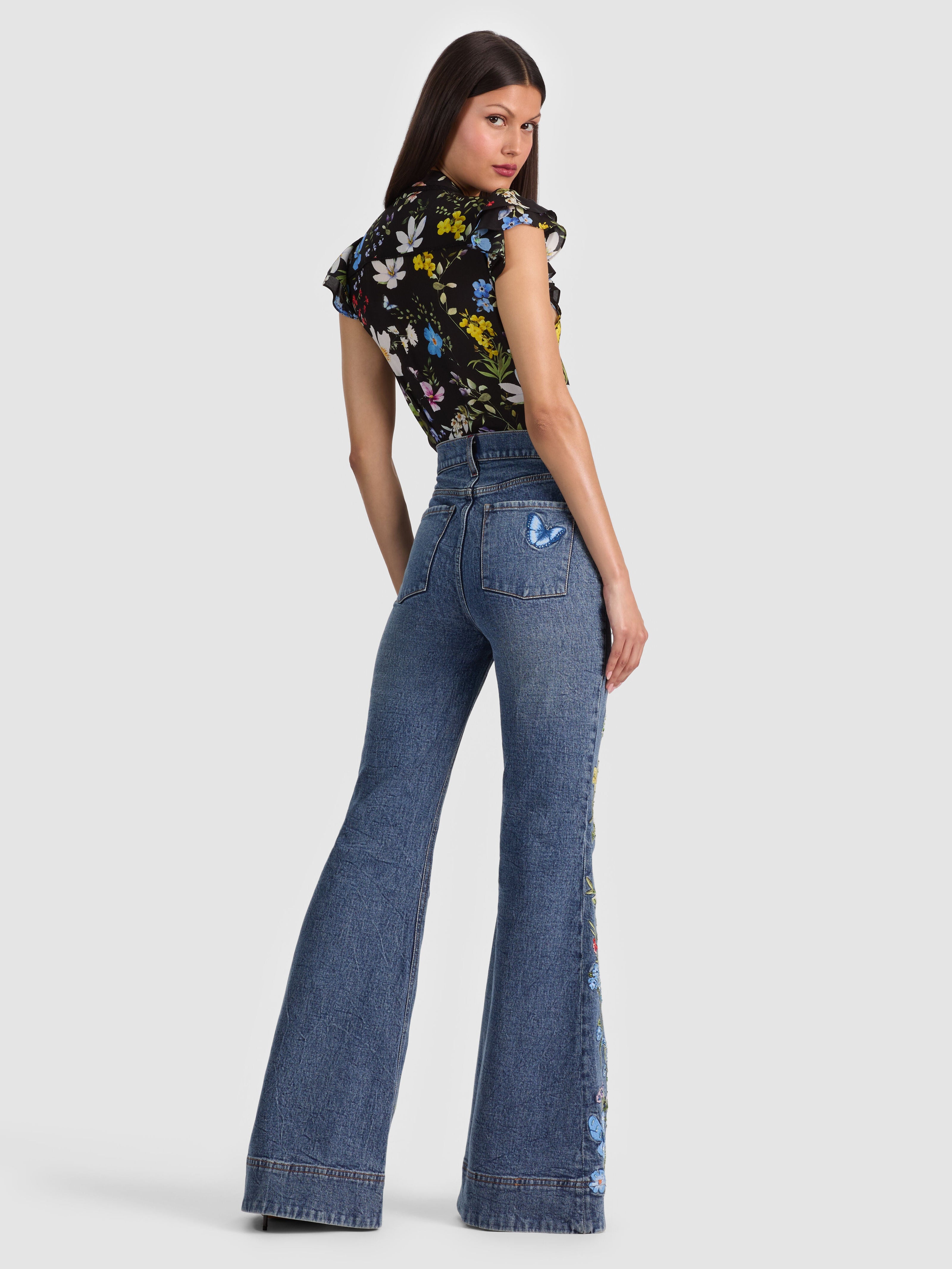 BEAUTIFUL EMBROIDERED JEAN-ALICE + OLIVIA
